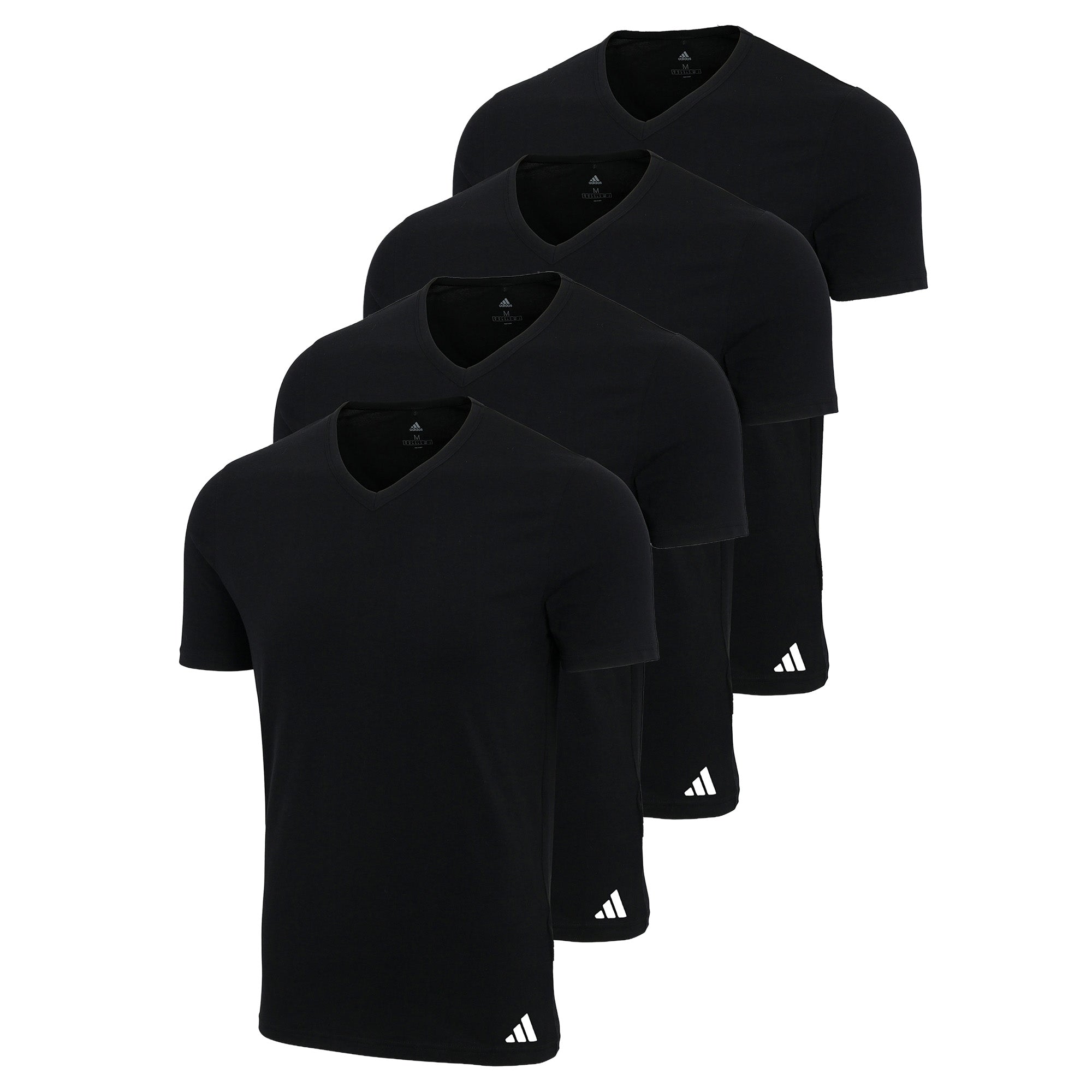 adidas Herren T-Shirts, 4er Pack - V-Neck Shirt Active Flex Cotton, einfarbig