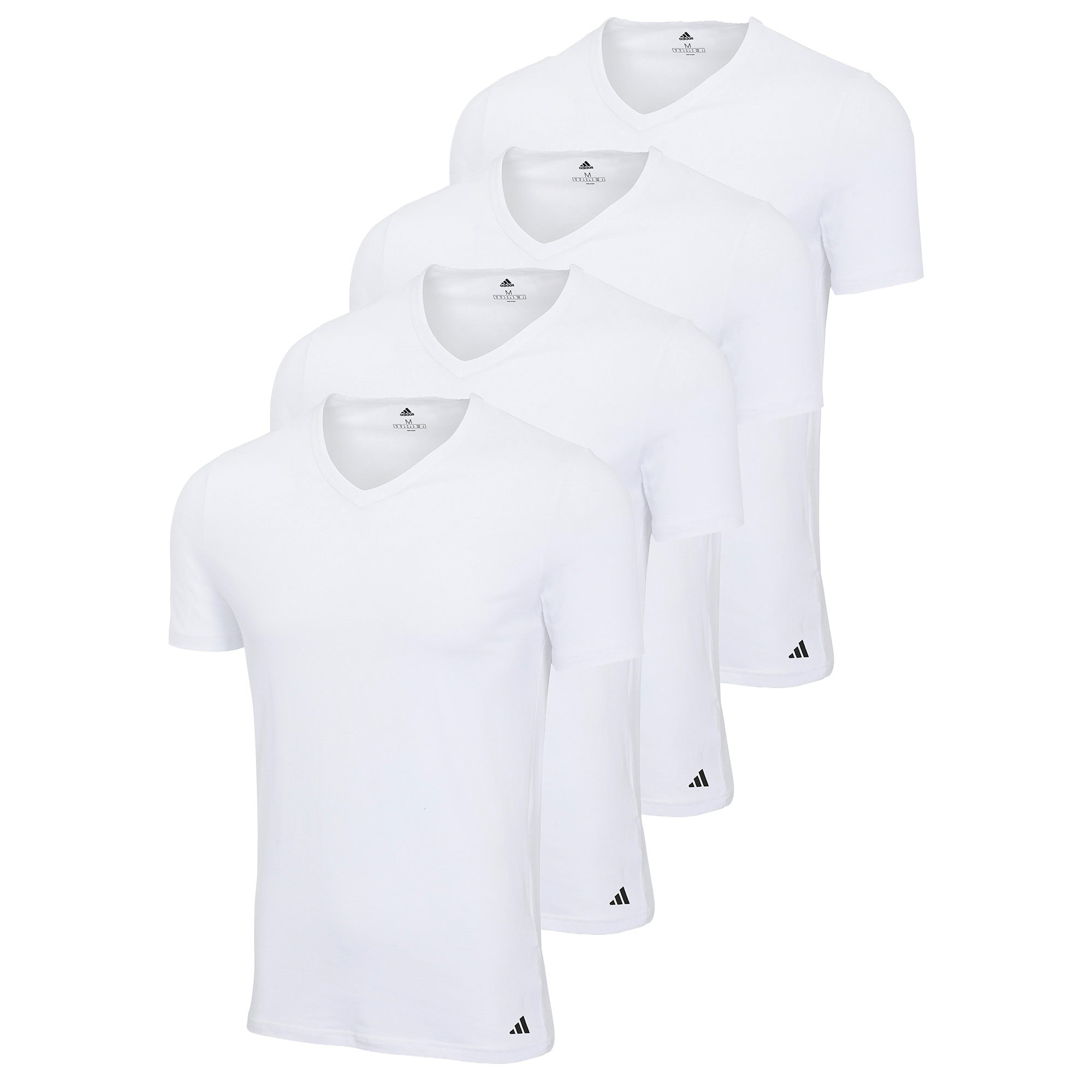 adidas Herren T-Shirts, 4er Pack - V-Neck Shirt Active Flex Cotton, einfarbig