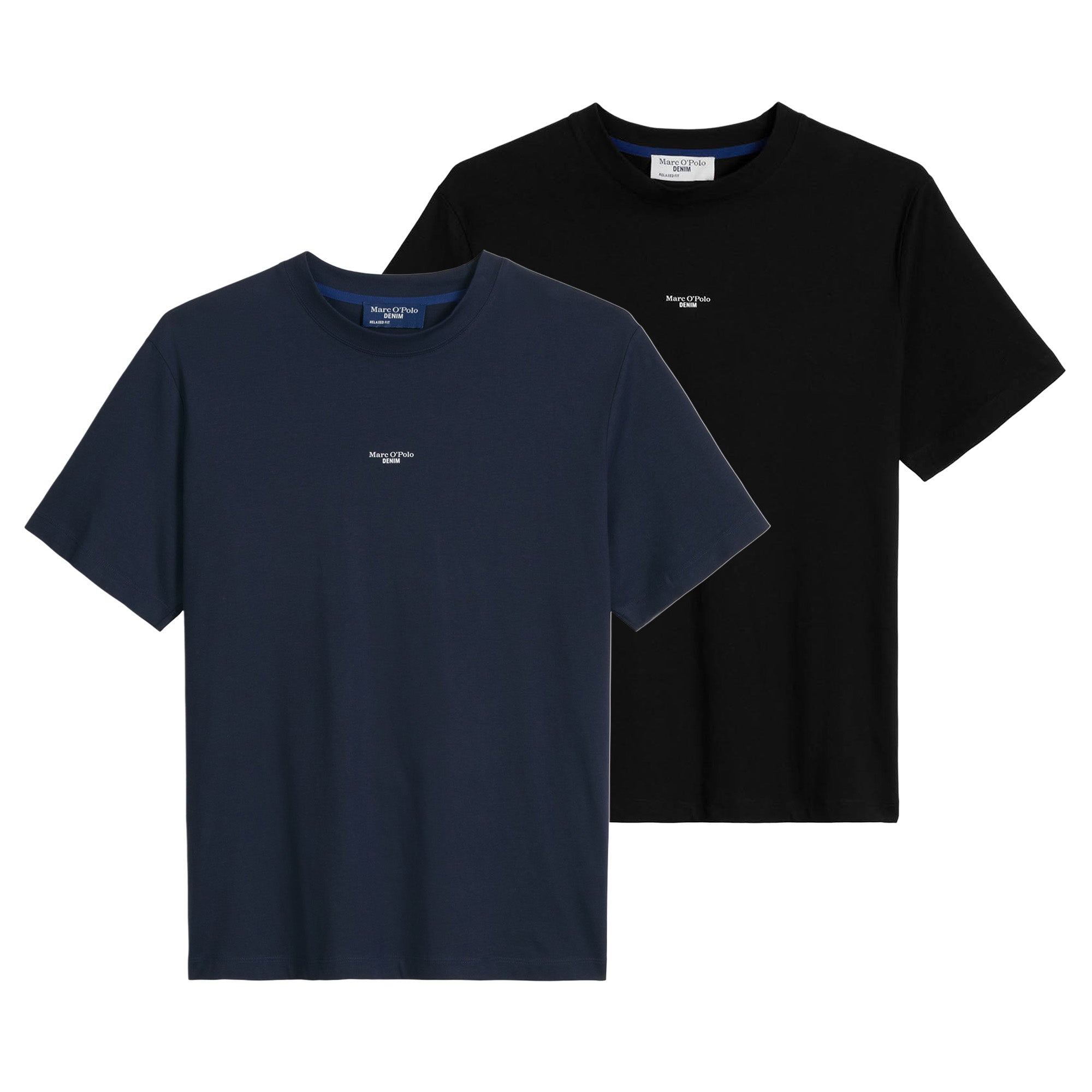 Marc O'Polo Denim Herren T-Shirt, 2er Pack - Relaxed Fit, Baumwolle, Logo, einfarbig