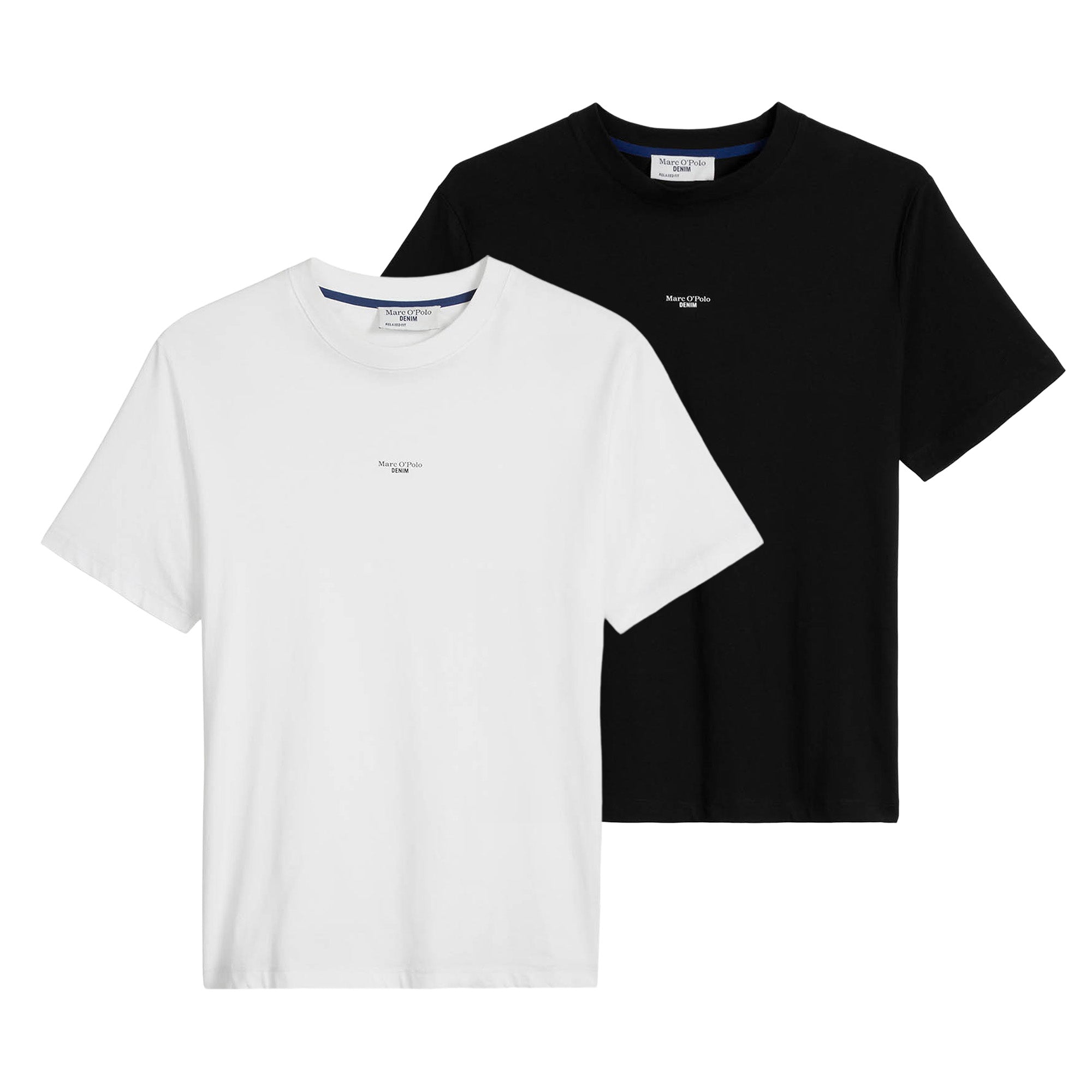 Marc O'Polo Denim Herren T-Shirt, 2er Pack - Relaxed Fit, Baumwolle, Logo, einfarbig