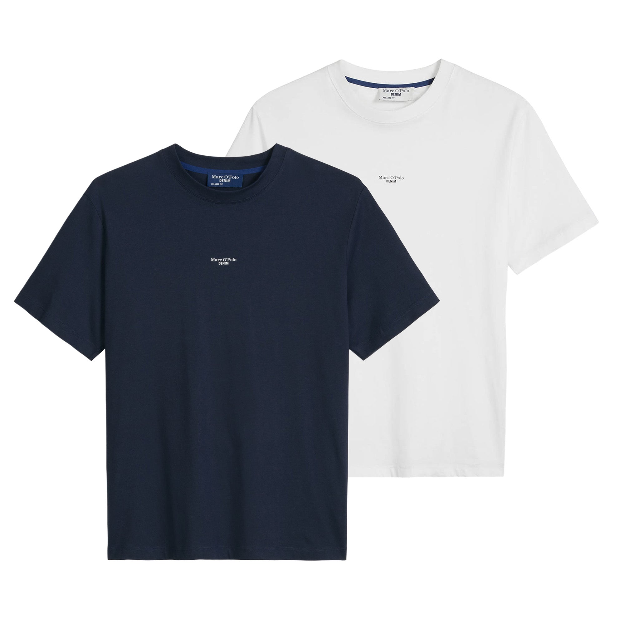 Marc O'Polo Denim Herren T-Shirt, 2er Pack - Relaxed Fit, Baumwolle, Logo, einfarbig