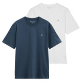 Marc O'Polo Herren T-Shirt, 2er Pack - Small-Logo, Regular Fit, Baumwolle, uni