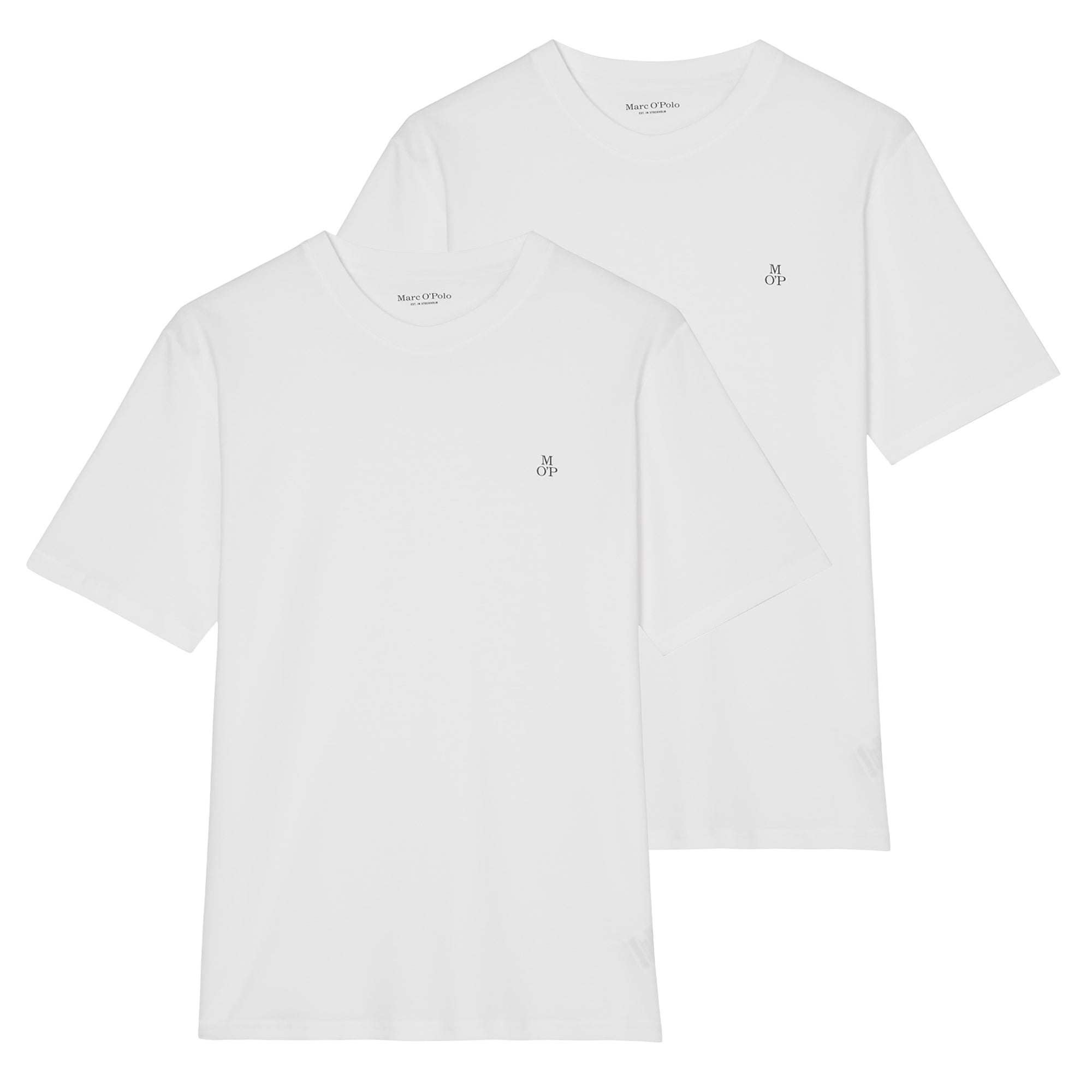 Marc O'Polo Herren T-Shirt, 2er Pack - Small-Logo, Regular Fit, Baumwolle, uni