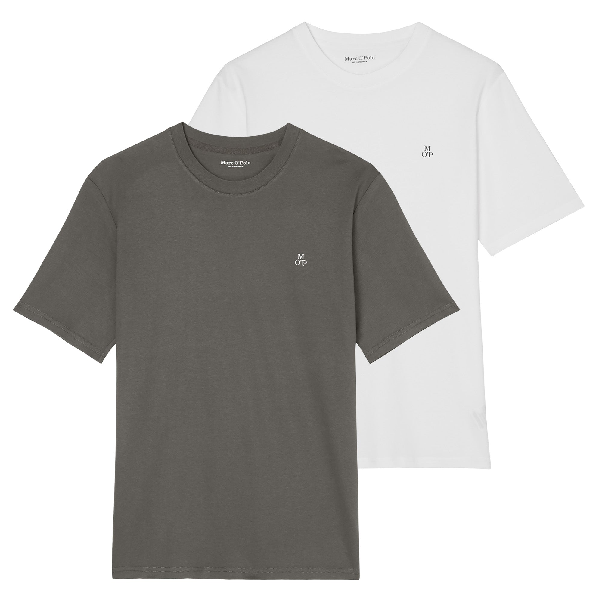 Marc O'Polo Herren T-Shirt, 2er Pack - Small-Logo, Regular Fit, Baumwolle, uni