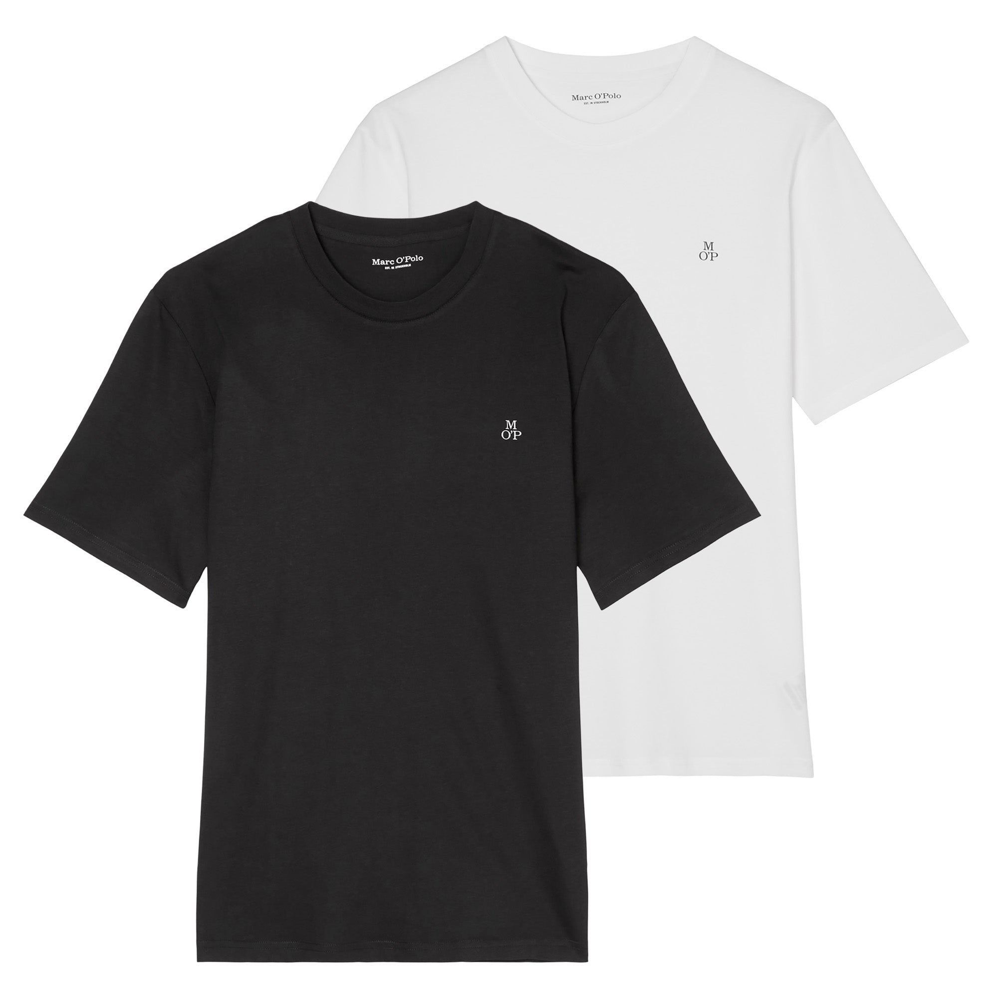 Marc O'Polo Herren T-Shirt, 2er Pack - Small-Logo, Regular Fit, Baumwolle, uni