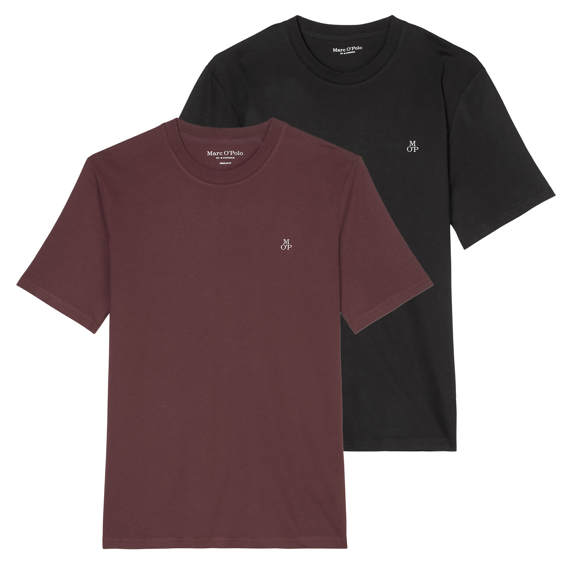 Marc O'Polo Herren T-Shirt, 2er Pack - Small-Logo, Regular Fit, Baumwolle, uni