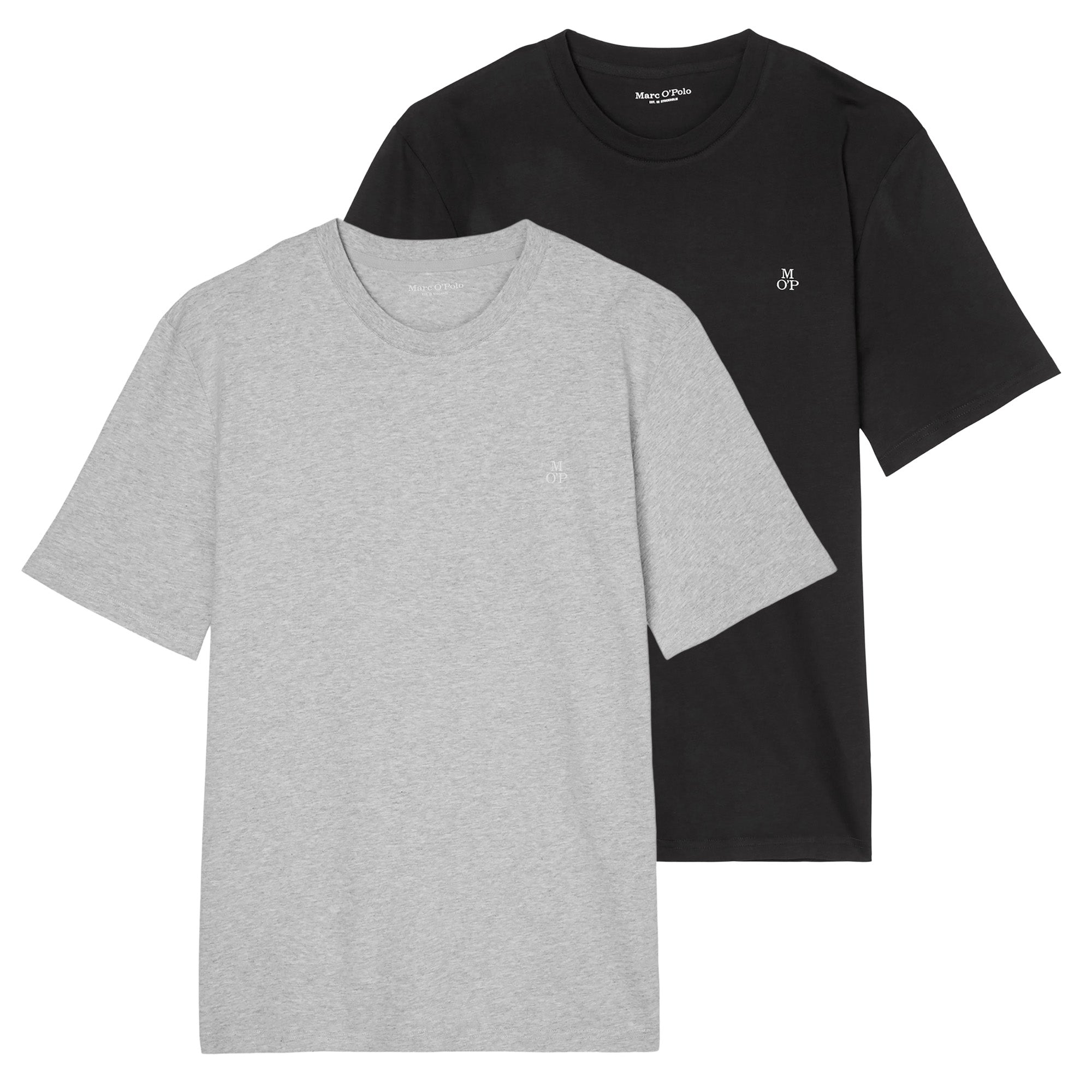 Marc O'Polo Herren T-Shirt, 2er Pack - Small-Logo, Regular Fit, Baumwolle, uni