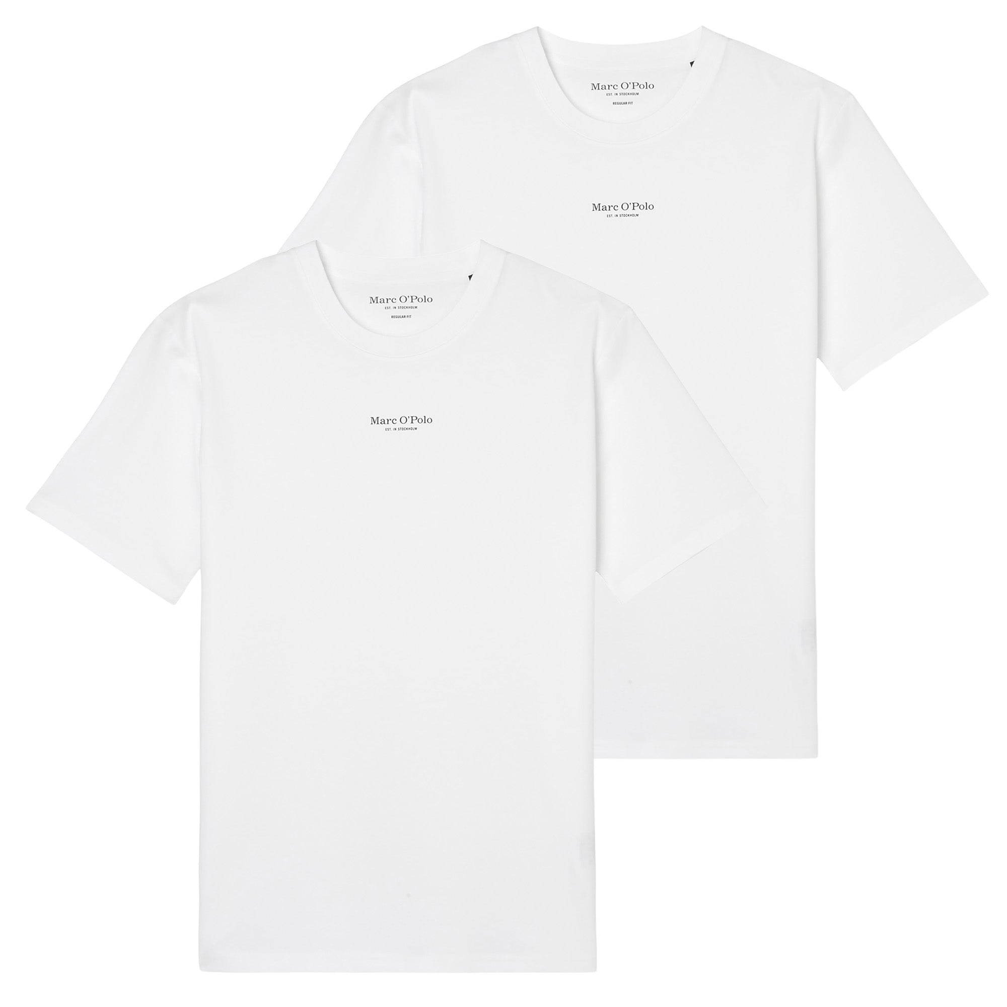 Marc O'Polo Herren T-Shirt, 2er Pack - Medium-Logo, Regular Fit, Baumwolle, Logoprint, uni