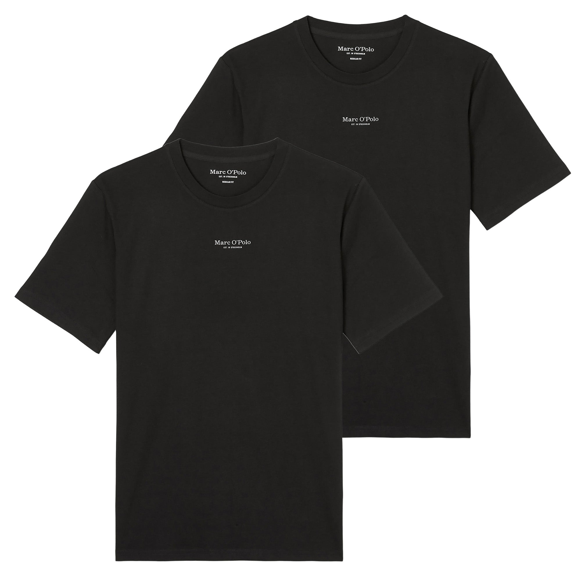 Marc O'Polo Herren T-Shirt, 2er Pack - Medium-Logo, Regular Fit, Baumwolle, Logoprint, uni