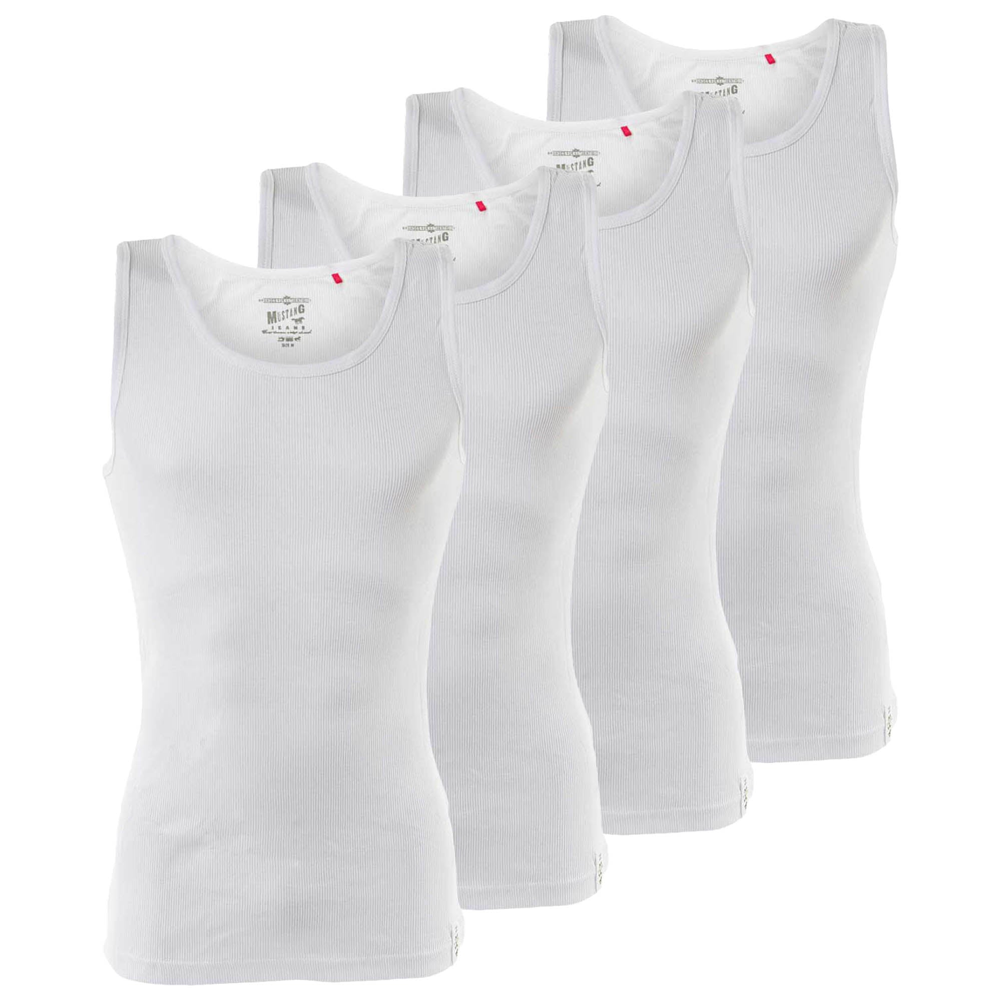 MUSTANG Herren Unterhemd 4er Pack, Tanktop, Doppelripp, True Denim, S-XXL