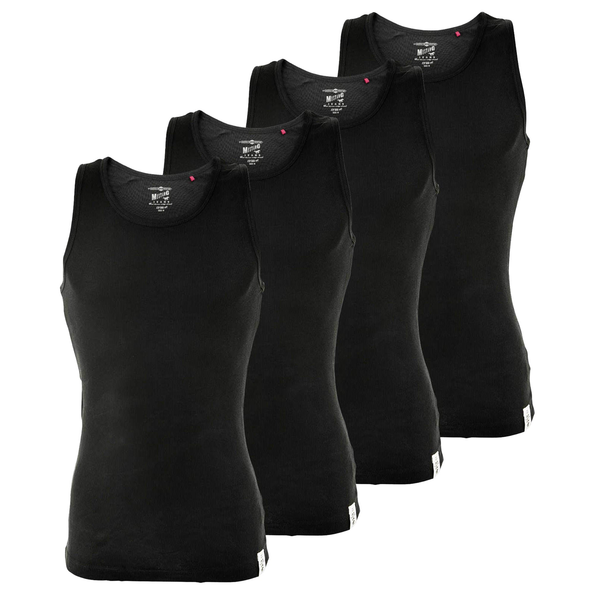 MUSTANG Herren Unterhemd 4er Pack, Tanktop, Doppelripp, True Denim, S-XXL