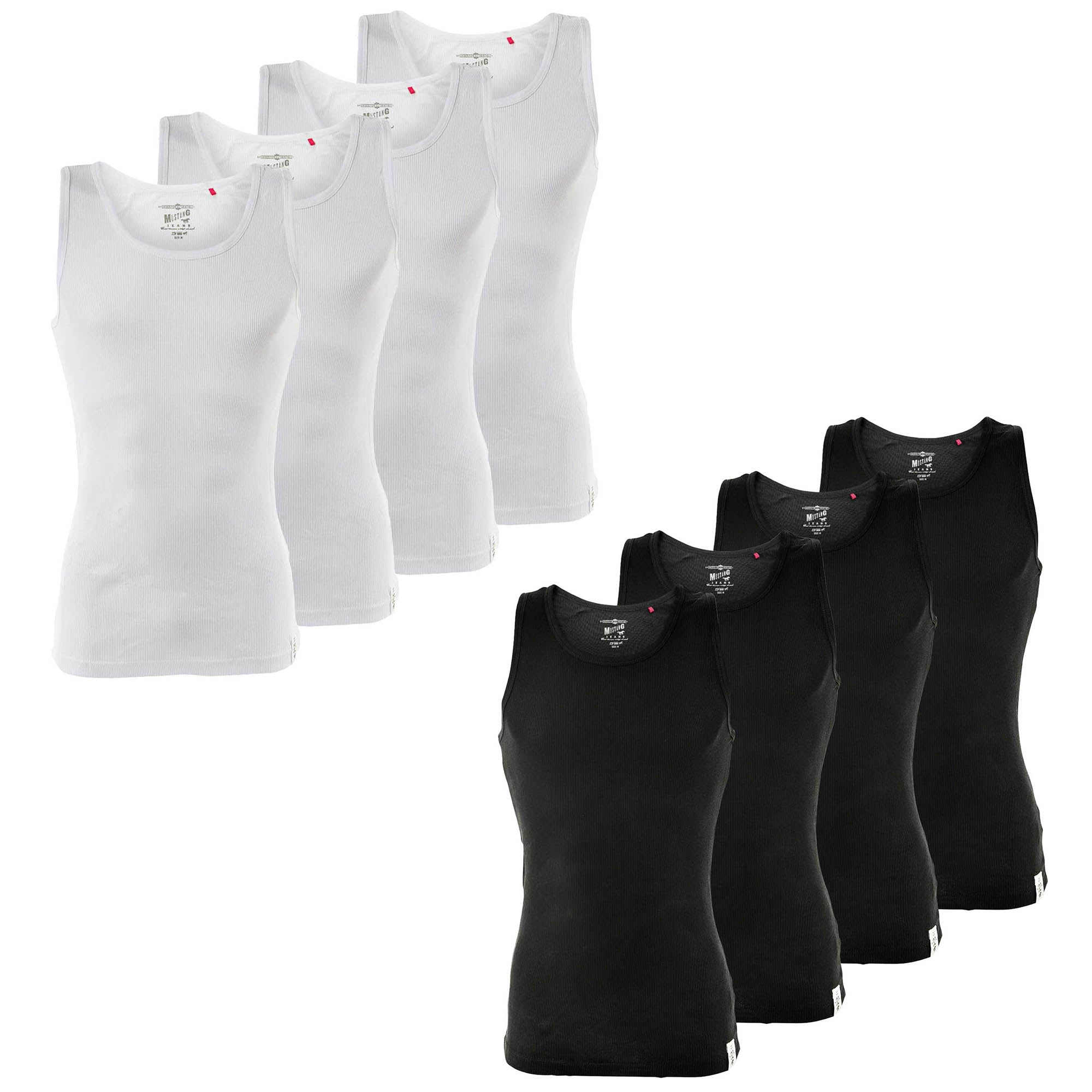 MUSTANG Herren Unterhemd 4er Pack, Tanktop, Doppelripp, True Denim, S-XXL
