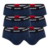 HUGO Herren Slips, 6er Pack - Hip Briefs, Logo, Cotton Stretch