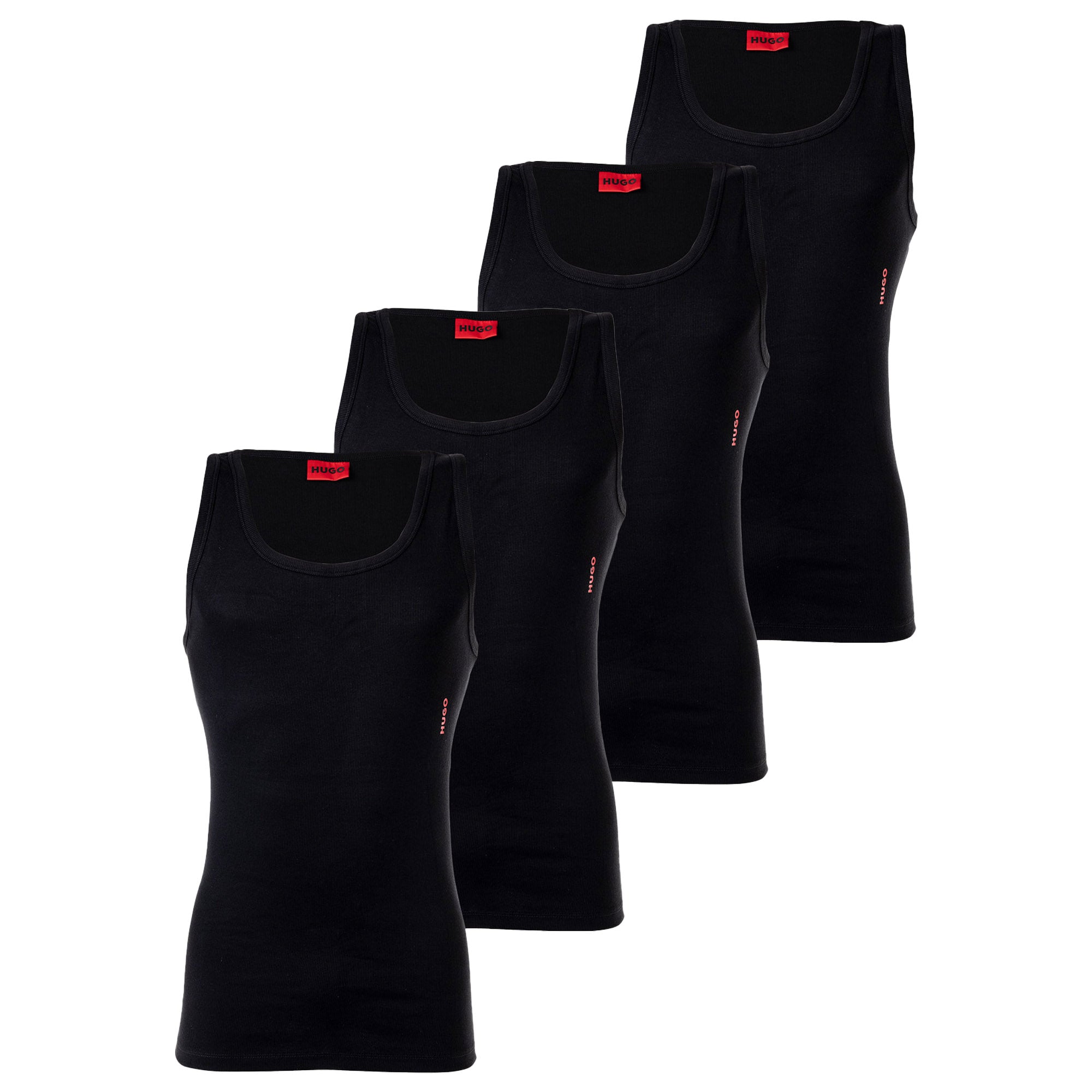 HUGO Men's vest, 4-pack - Tank Top, double rib, cotton stretch