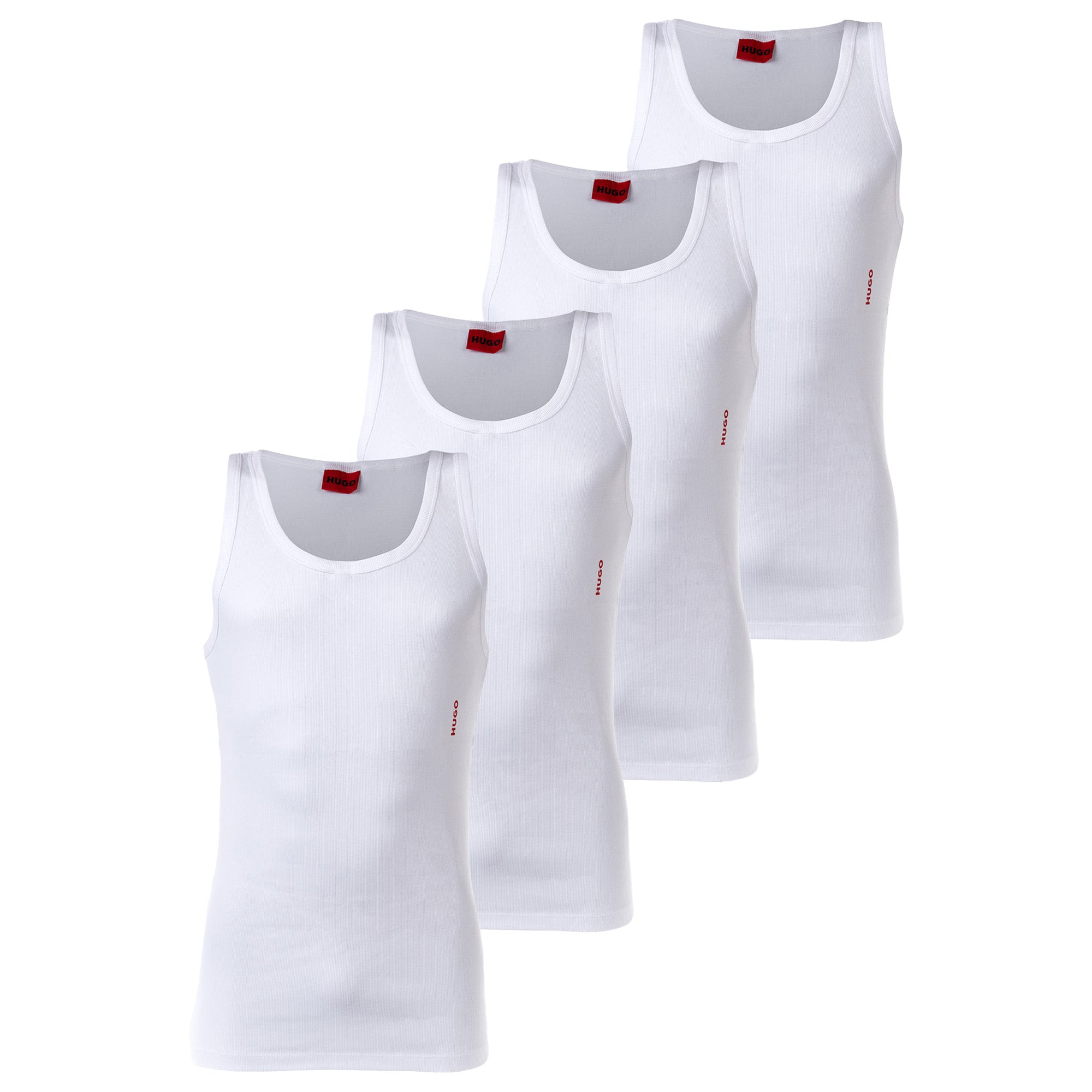 HUGO Men's vest, 4-pack - Tank Top, double rib, cotton stretch