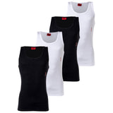 HUGO Men's vest, 4-pack - Tank Top, double rib, cotton stretch