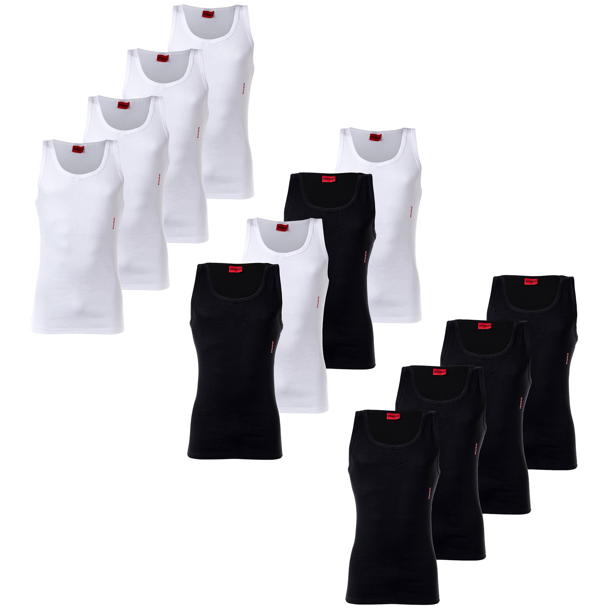 HUGO Men's vest, 4-pack - Tank Top, double rib, cotton stretch