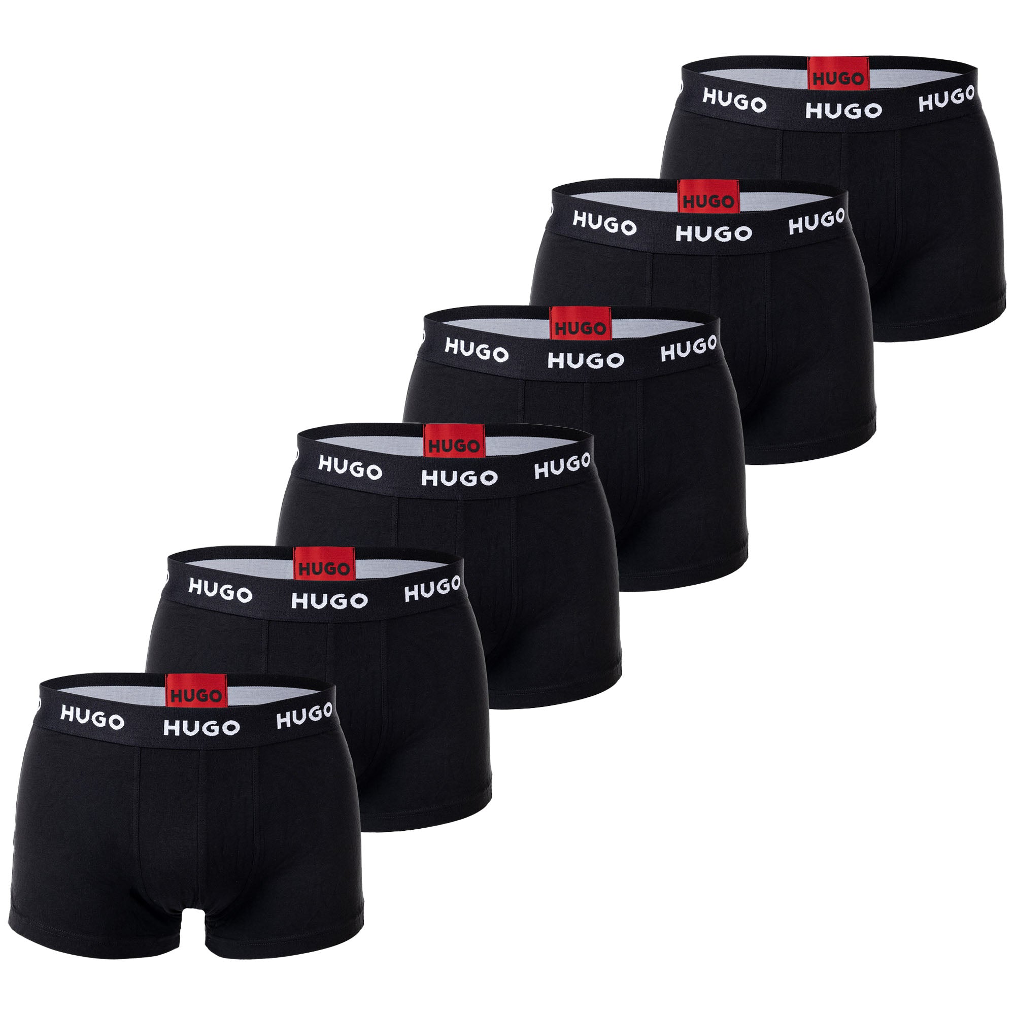 HUGO Herren Boxer Shorts, 6er Pack - Trunks Six Pack, Logo, Cotton Stretch