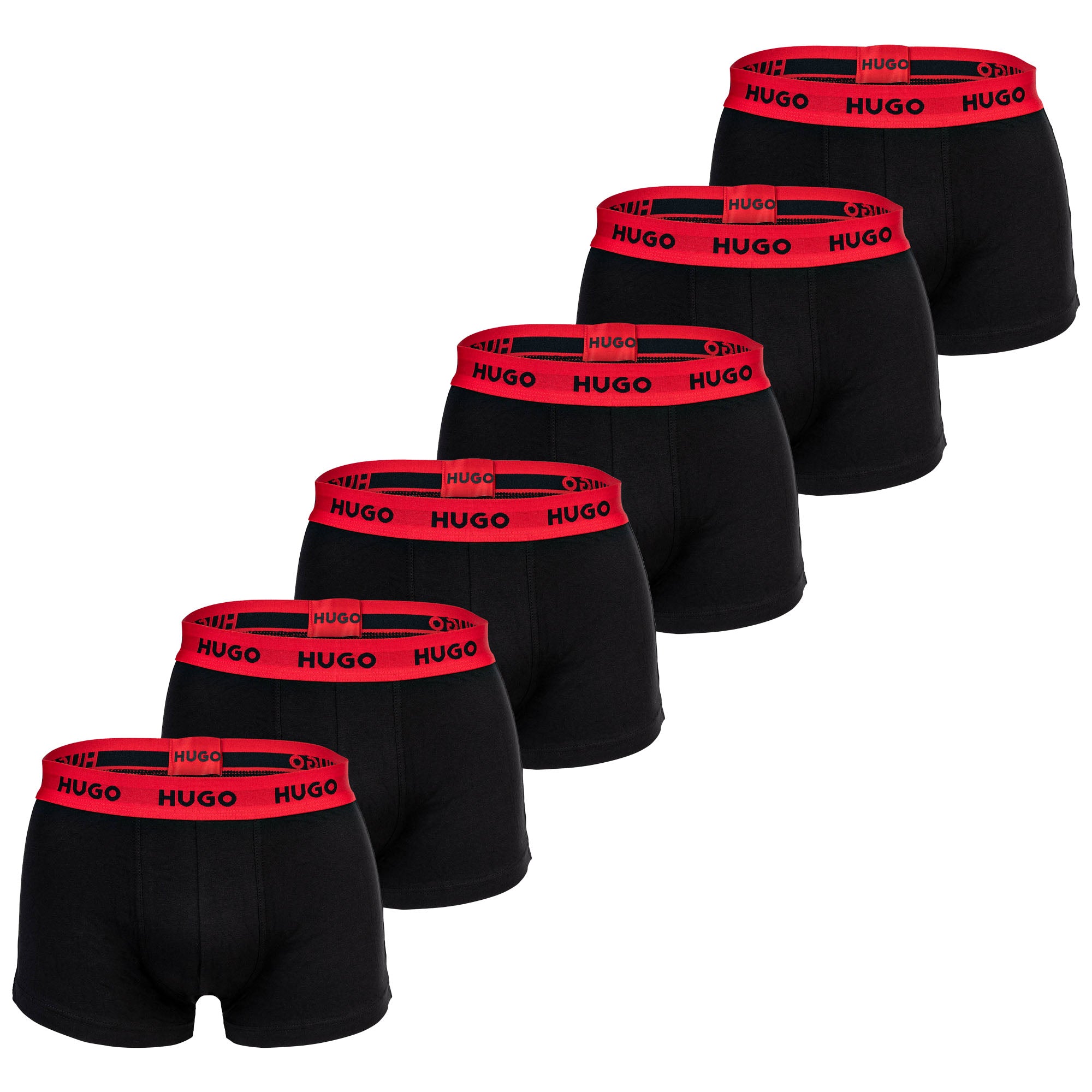 HUGO Herren Boxer Shorts, 6er Pack - Trunks Six Pack, Logo, Cotton Stretch