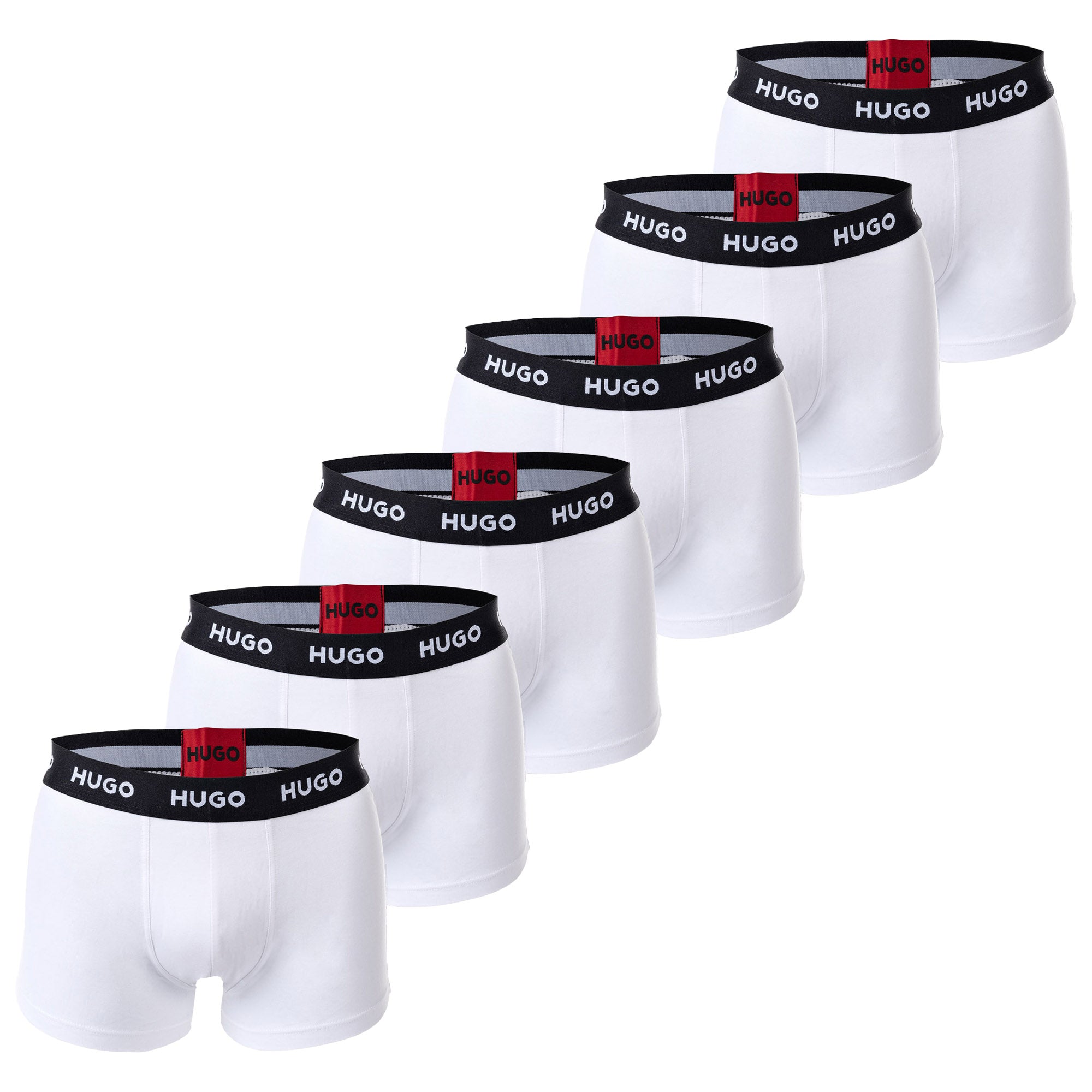 HUGO Herren Boxer Shorts, 6er Pack - Trunks Six Pack, Logo, Cotton Stretch
