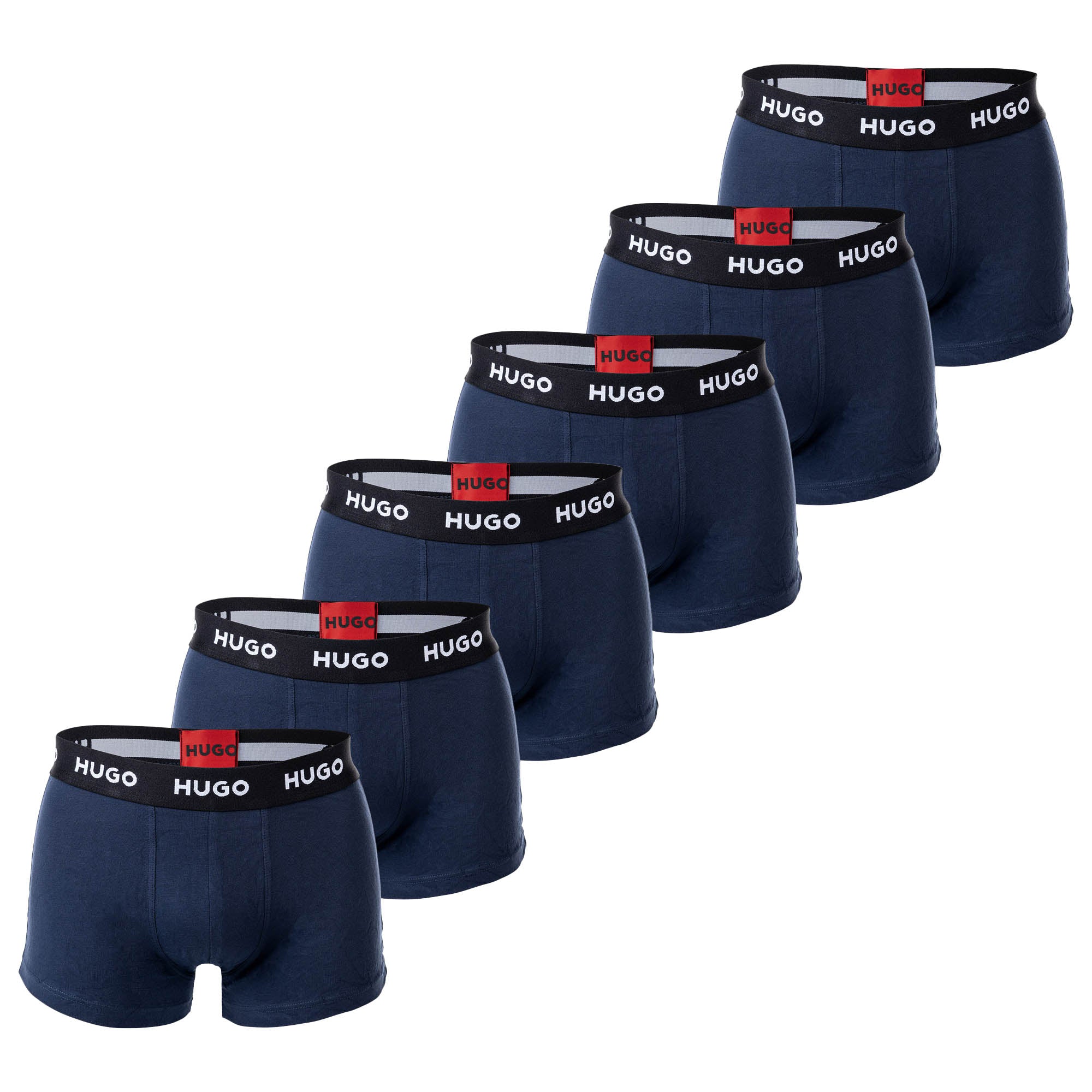 HUGO Herren Boxer Shorts, 6er Pack - Trunks Six Pack, Logo, Cotton Stretch