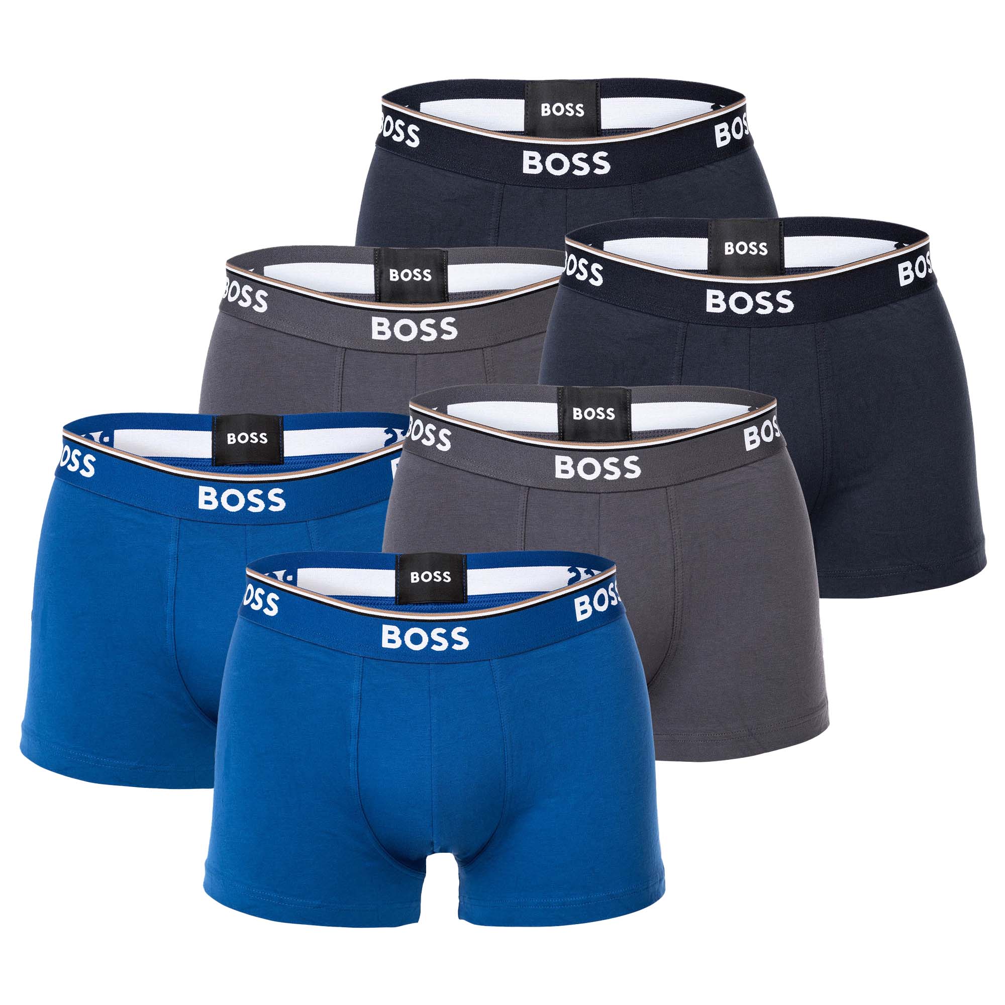 BOSS Men's Trunks, 6-pack - 6P Power, Boxer Shorts, Cotton Stretch, Logo, uni