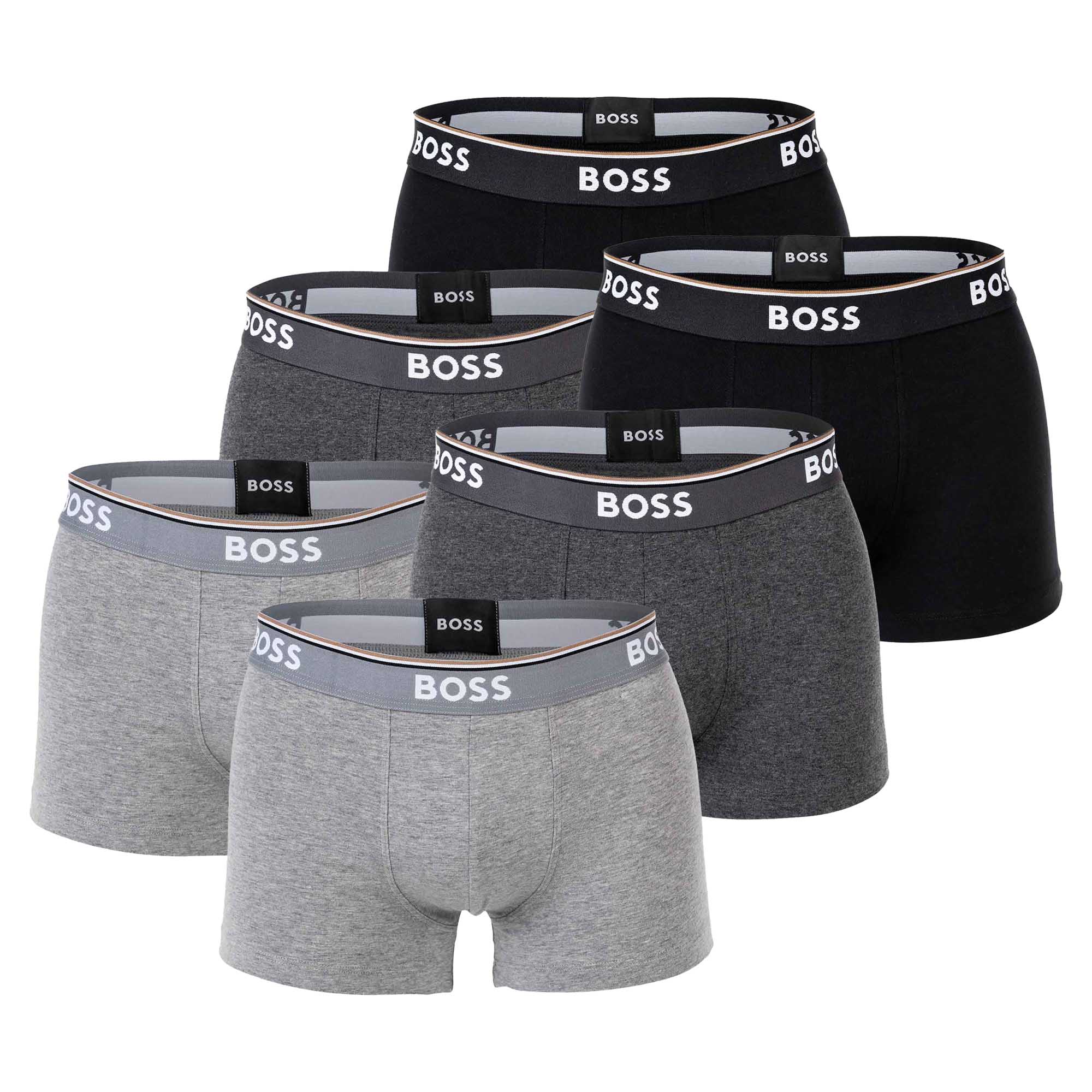 BOSS Men's Trunks, 6-pack - 6P Power, Boxer Shorts, Cotton Stretch, Logo, uni