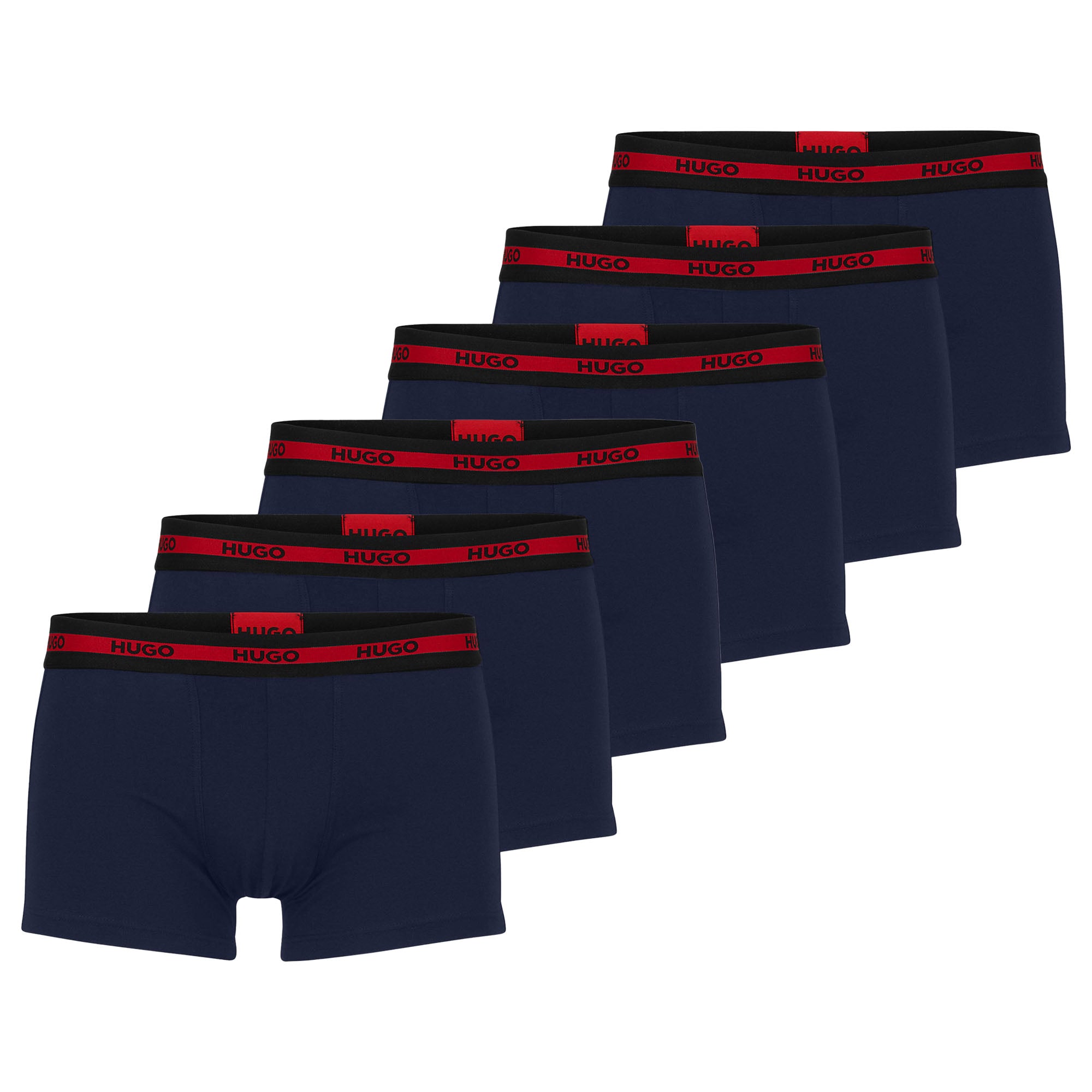 HUGO Herren Boxershorts, 6er Pack - TRUNK TRIPLET PLANET, Logo, Cotton Stretch