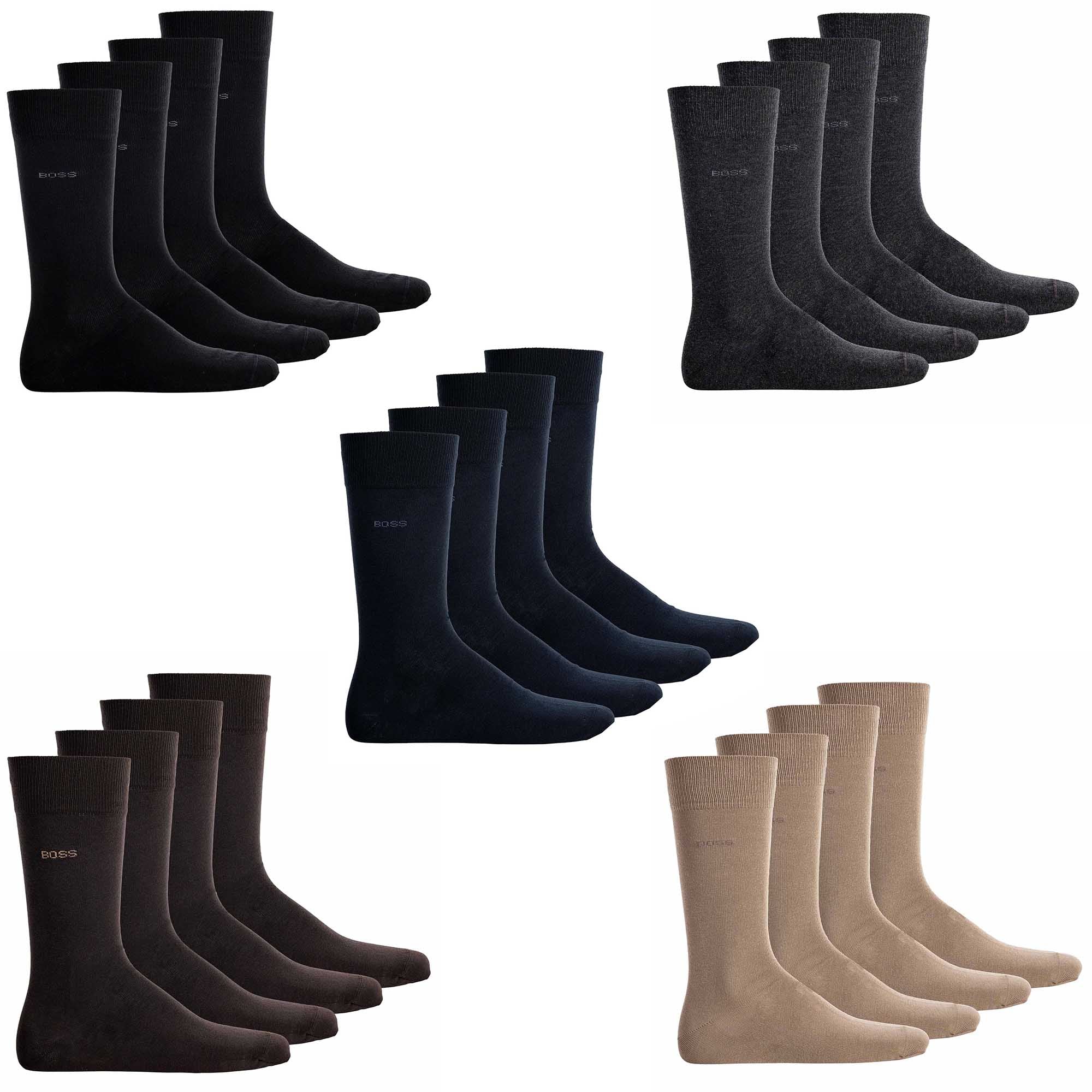 BOSS Men's Socks, 4-pack - 4P RS Uni CC, short socks, Combed Cotton