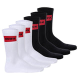 HUGO Herren Socken, 6er Pack - QS Rib Label CC, gerippt, Logo, Baumwollmischung