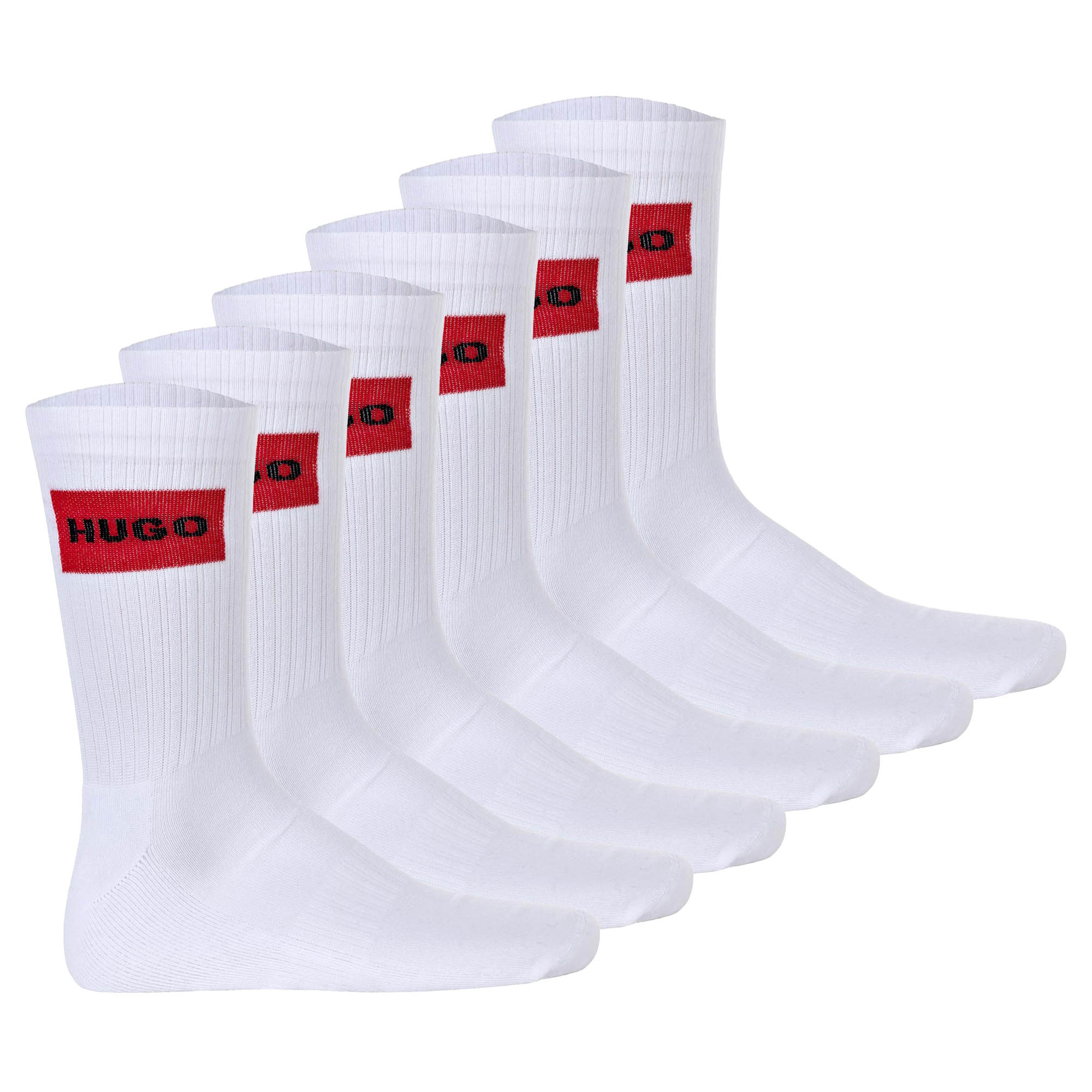 HUGO Herren Socken, 6er Pack - QS Rib Label CC, gerippt, Logo, Baumwollmischung