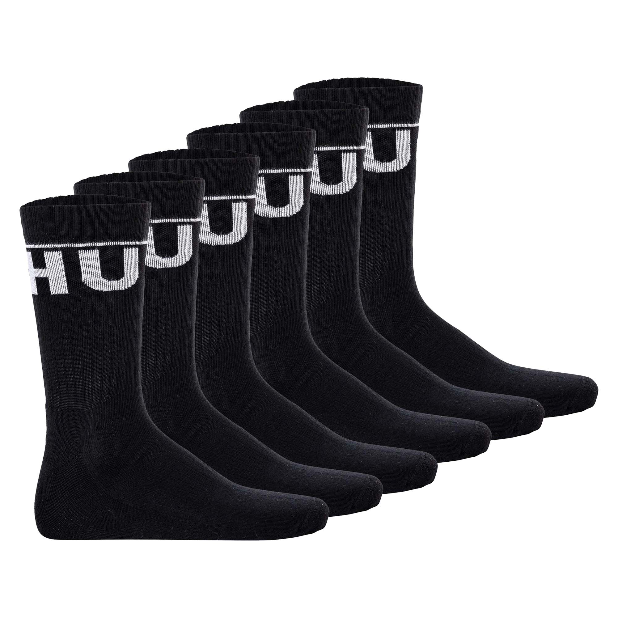 HUGO men's socks, 6-pack - QS Iconic CC, ribbed, logo, cotton blend