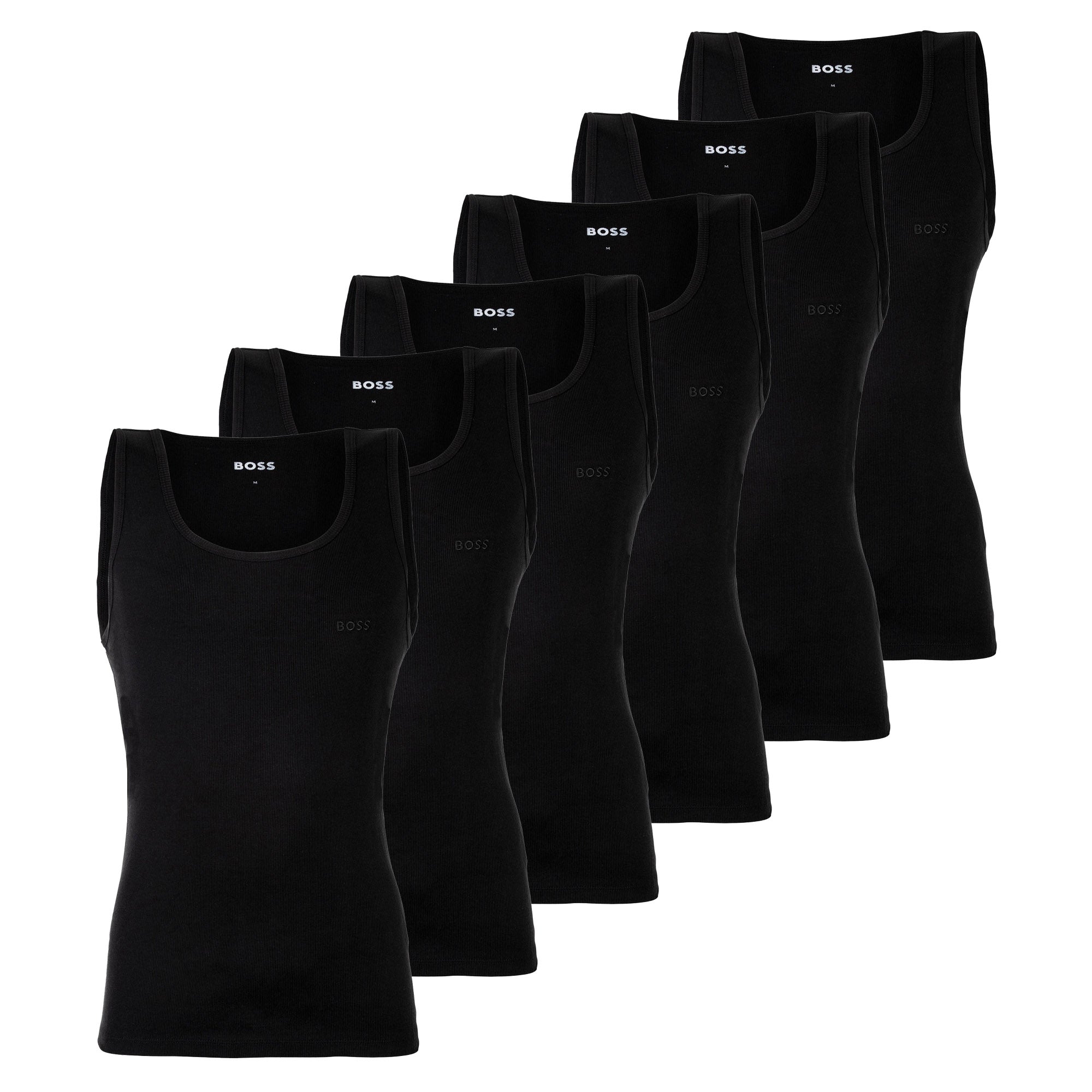 BOSS Herren Unterhemden, 6er Pack, gerippt - Tank Top RibClassic, Rundhals, Baumwolle