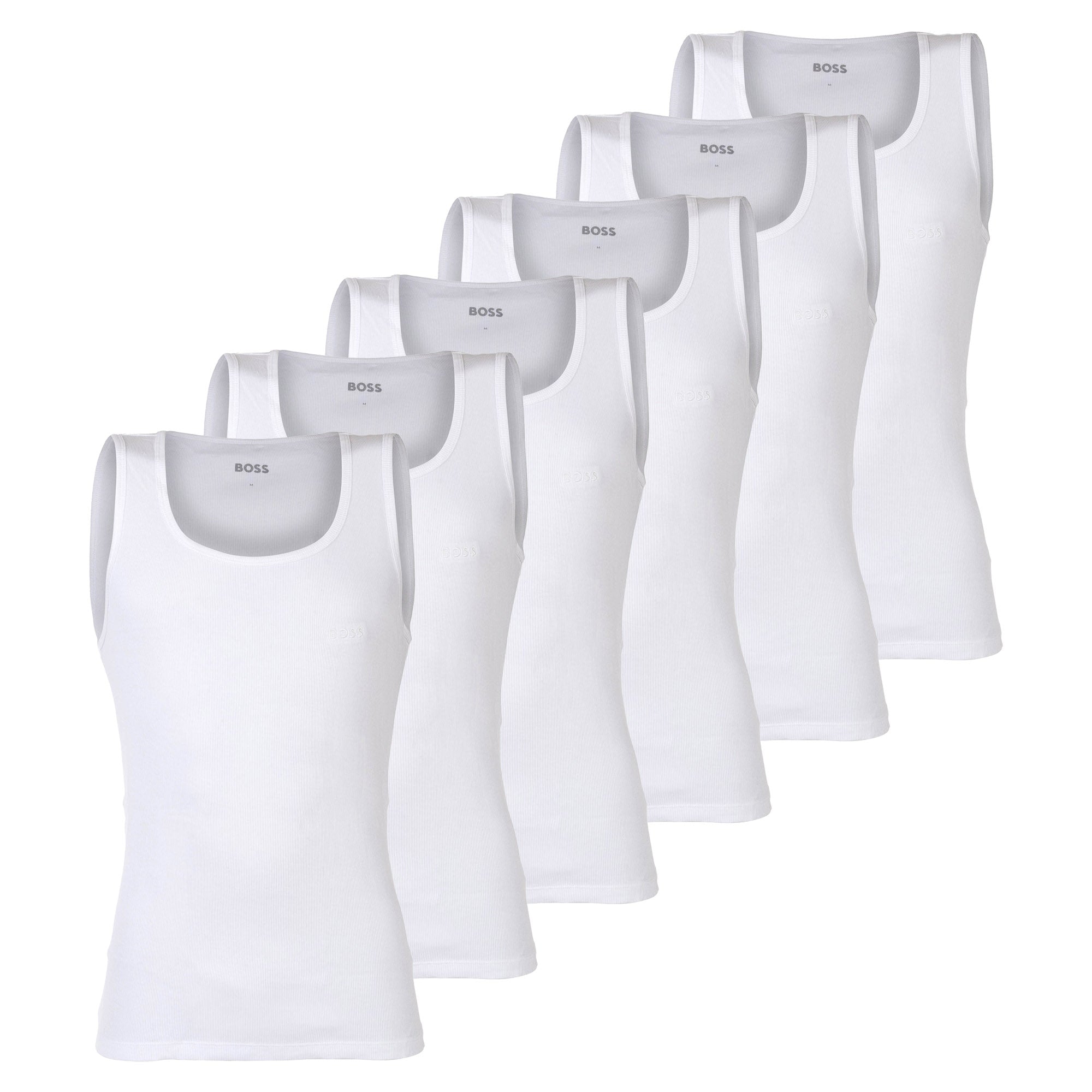 BOSS Herren Unterhemden, 6er Pack, gerippt - Tank Top RibClassic, Rundhals, Baumwolle