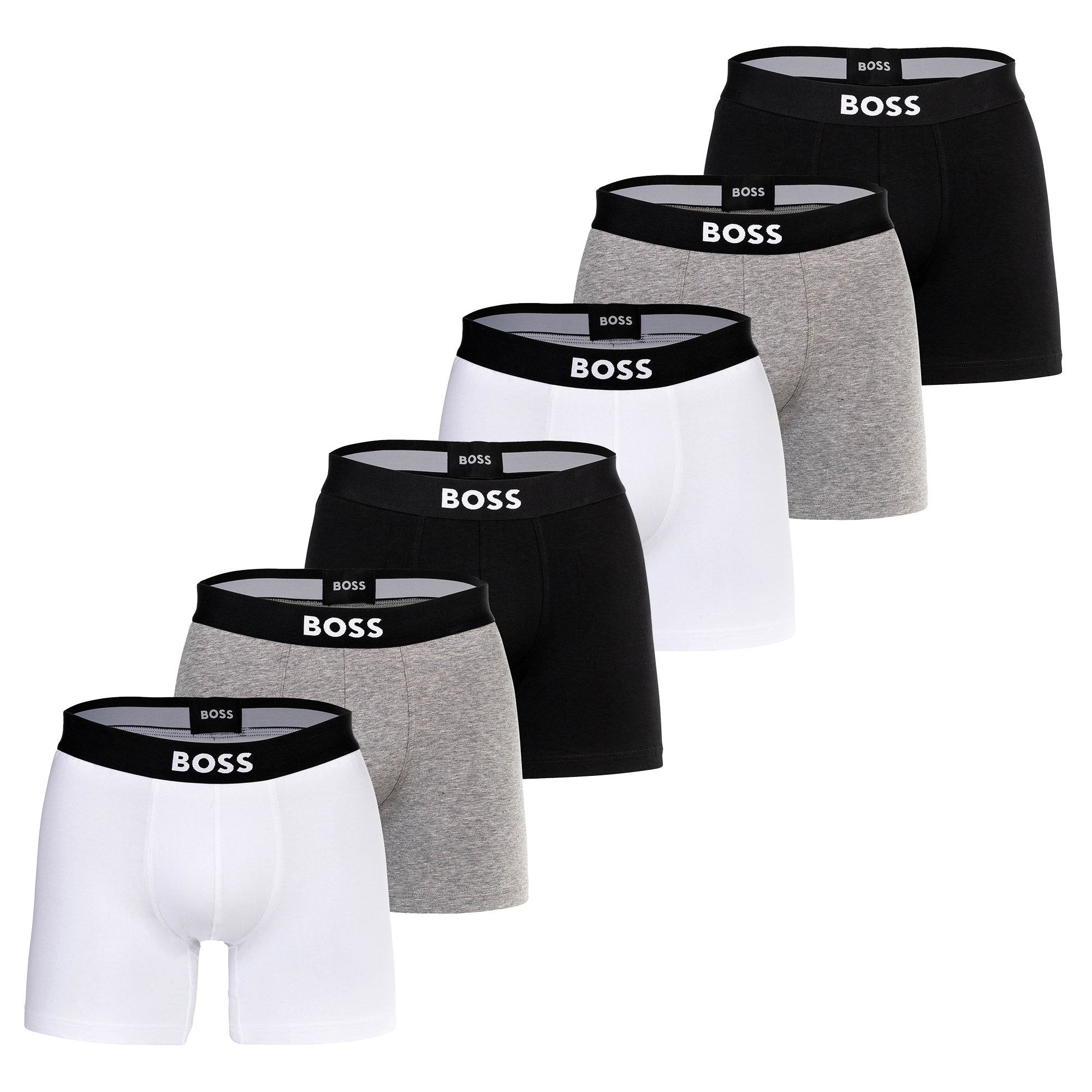 BOSS Herren Boxershorts, 6er Pack - Boxer Brief, Boss One, Cotton Stretch, Logo