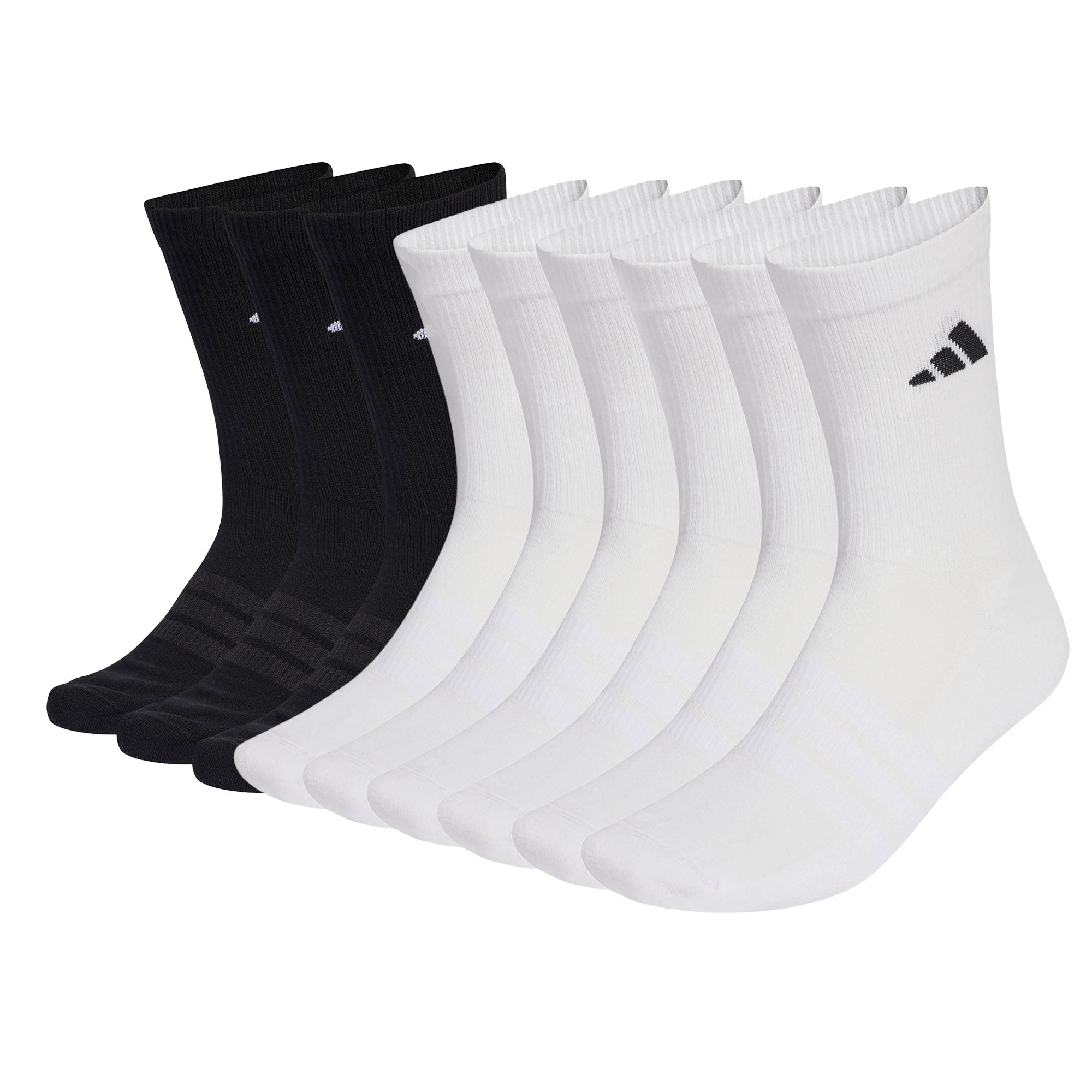 adidas Unisex Socks, 9-pack - Cushioned Sportswear Crew Socks, Logo, Stripe, Cushioned