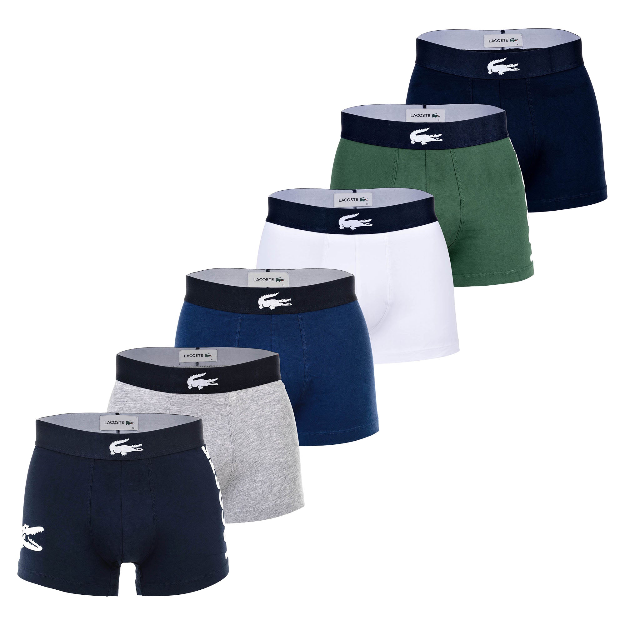 LACOSTE Herren Boxershorts, 6er Pack - Trunks, Big Croc Print, Cotton Stretch