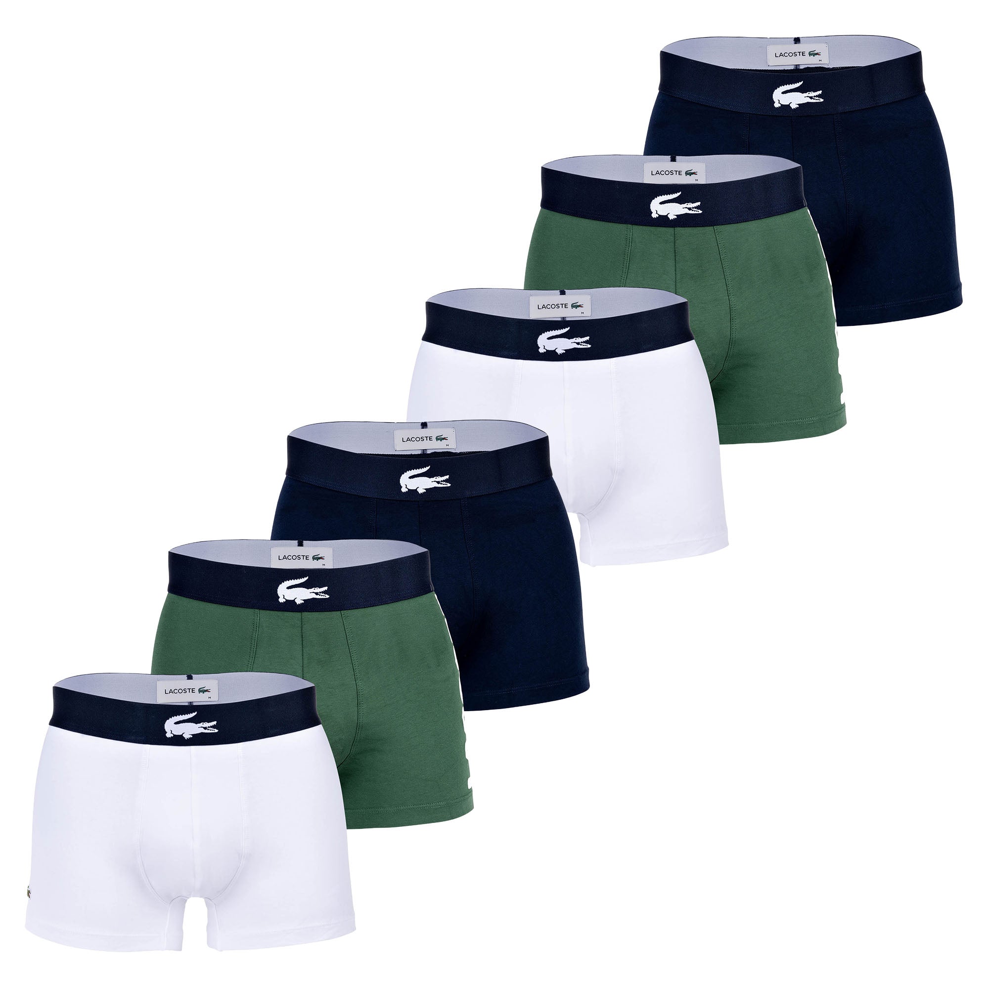 LACOSTE Herren Boxershorts, 6er Pack - Trunks, Big Croc Print, Cotton Stretch
