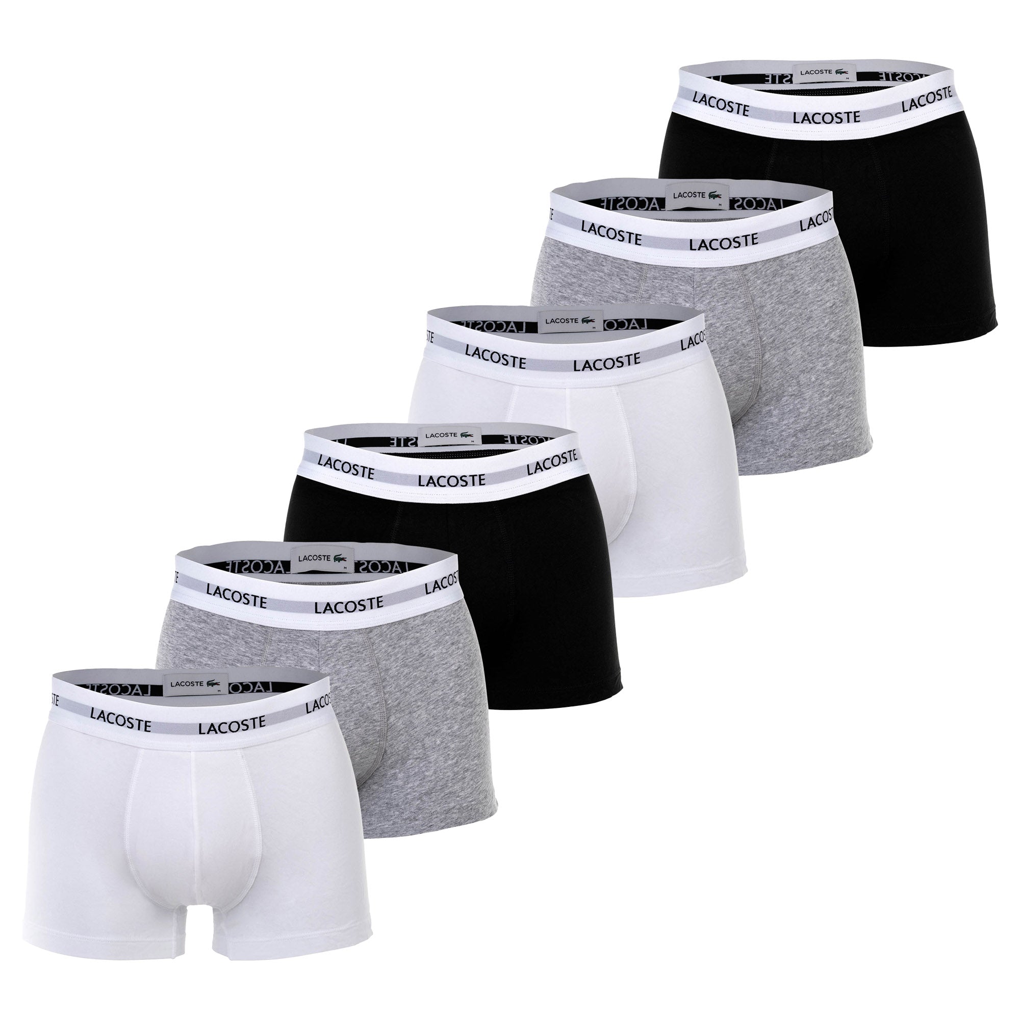 LACOSTE Herren Boxershorts, 6er Pack - Trunks, Cotton Stretch, Logobund