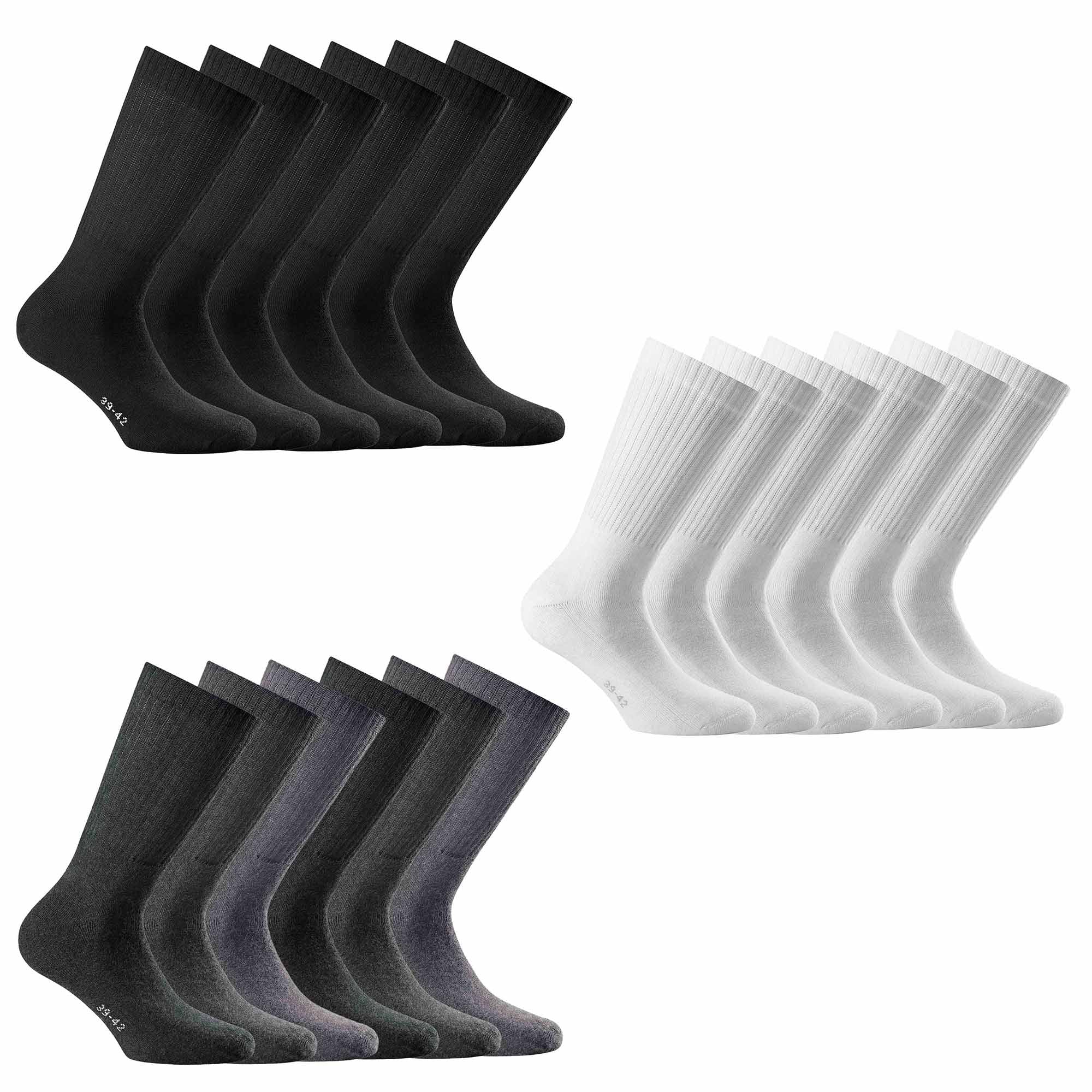 Rohner Basic Unisex Sports Socks, 6-pack - Basic Sport, solid color