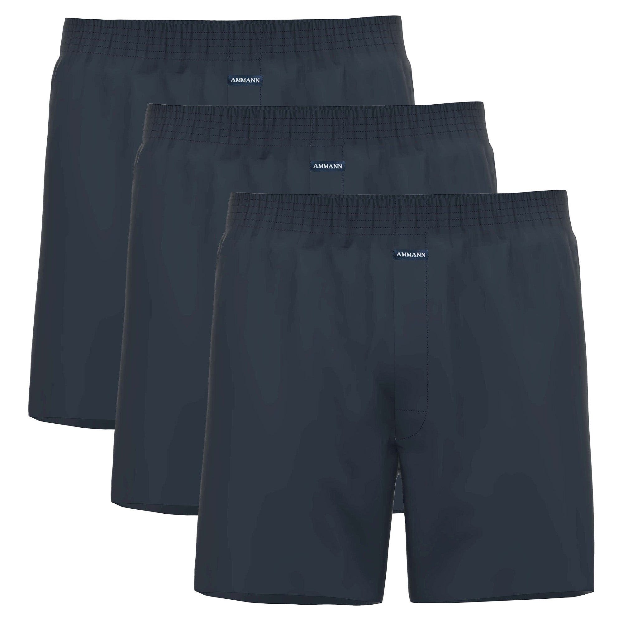 AMMANN Men's Boxer Shorts 3 pack - Basic Cotton jersey boxer shorts, loose cut, cotton
