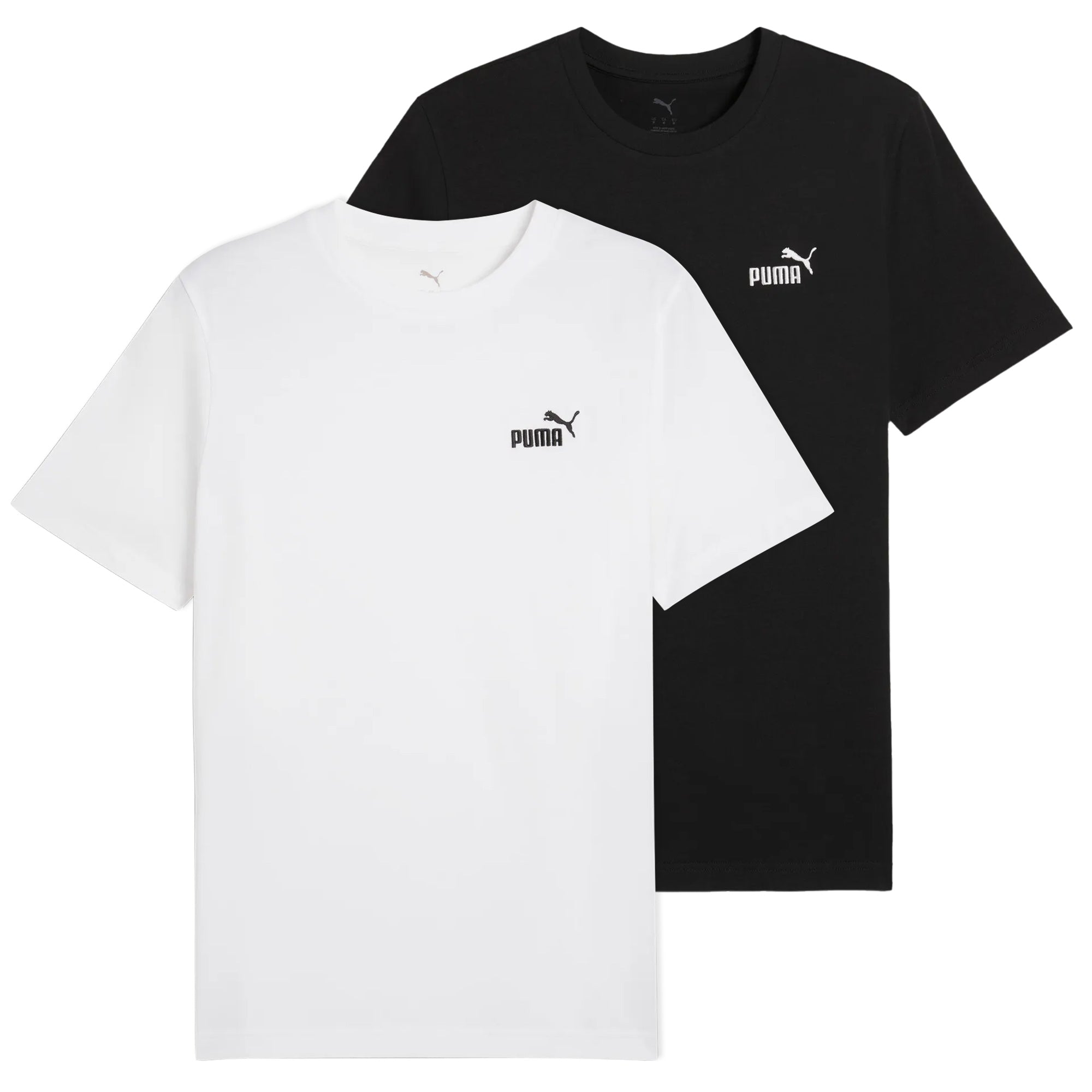 PUMA Men's T-Shirt Pack of 2 - ESS Small No. 1 Logo Tee , round neck, short sleeve, uni