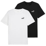 PUMA Men's T-Shirt Pack of 2 - ESS Small No. 1 Logo Tee , round neck, short sleeve, uni