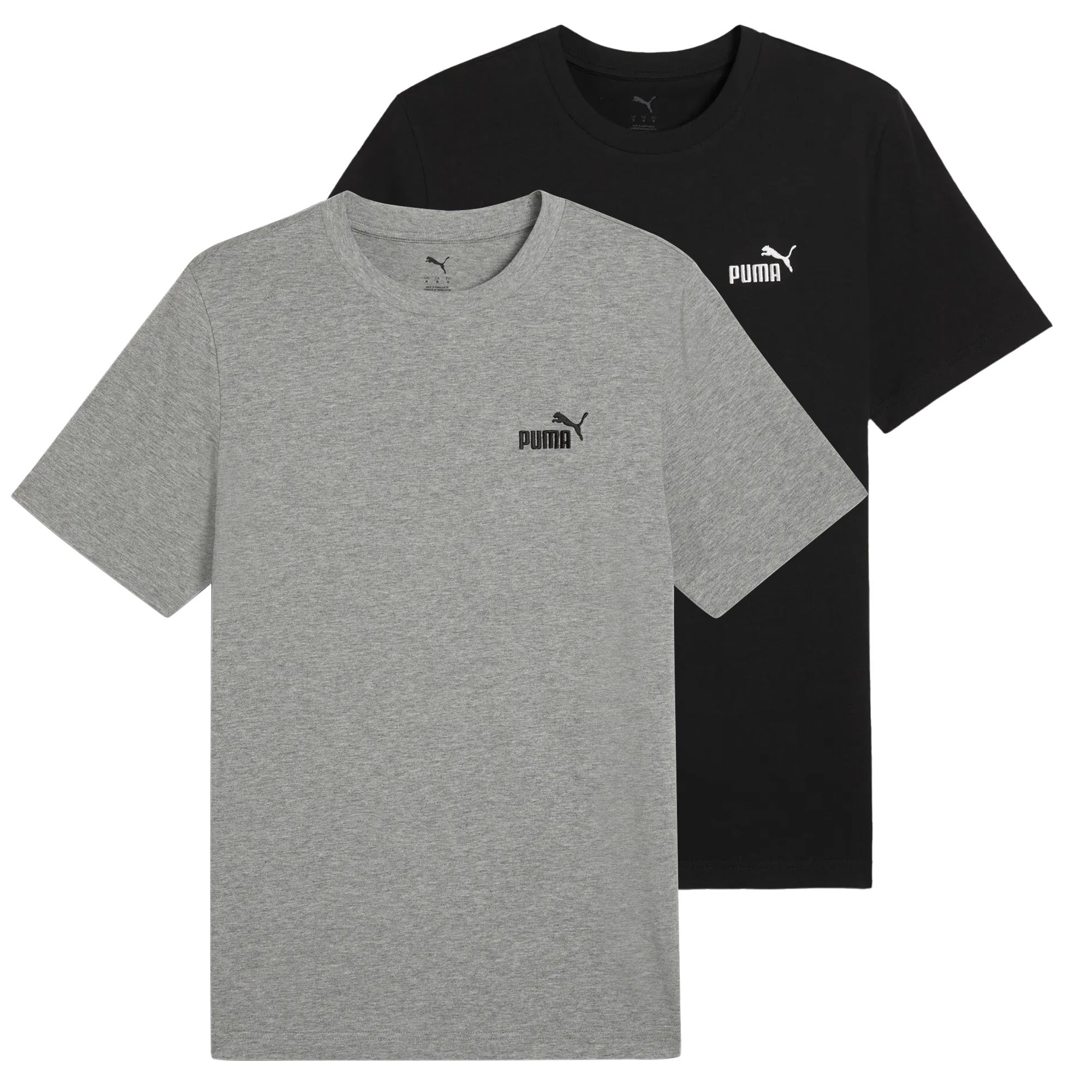 PUMA Men's T-Shirt Pack of 2 - ESS Small No. 1 Logo Tee , round neck, short sleeve, uni