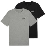PUMA Men's T-Shirt Pack of 2 - ESS Small No. 1 Logo Tee , round neck, short sleeve, uni