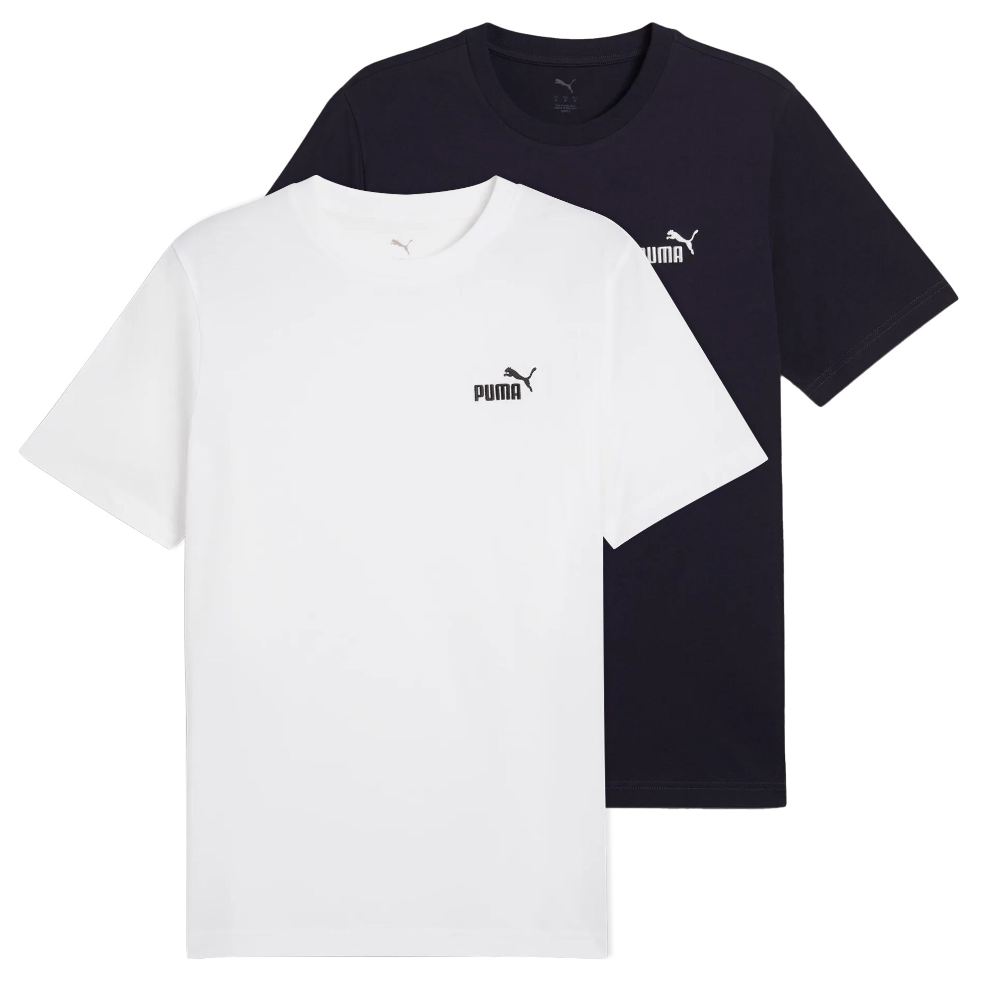 PUMA Men's T-Shirt Pack of 2 - ESS Small No. 1 Logo Tee , round neck, short sleeve, uni