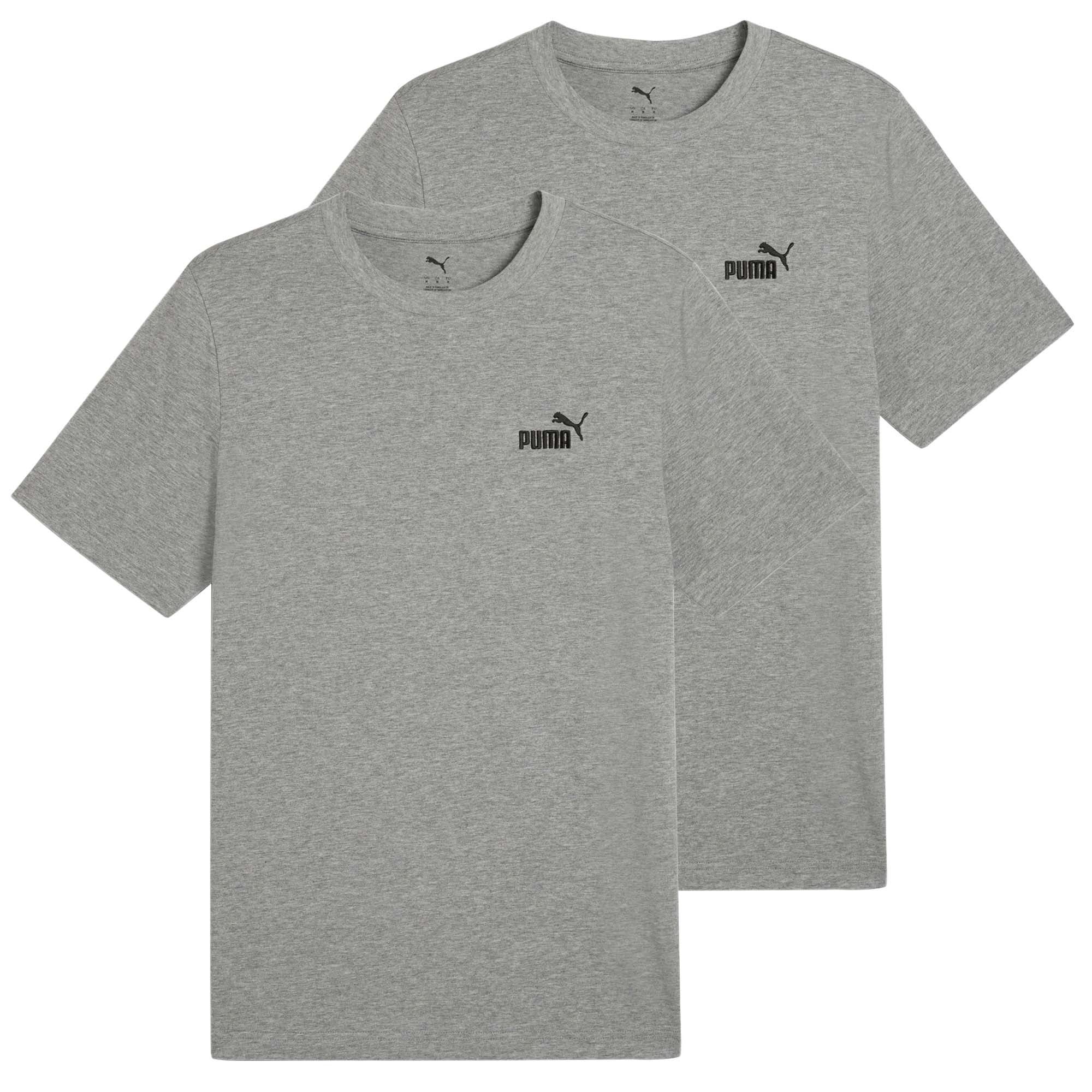 PUMA Men's T-Shirt Pack of 2 - ESS Small No. 1 Logo Tee , round neck, short sleeve, uni
