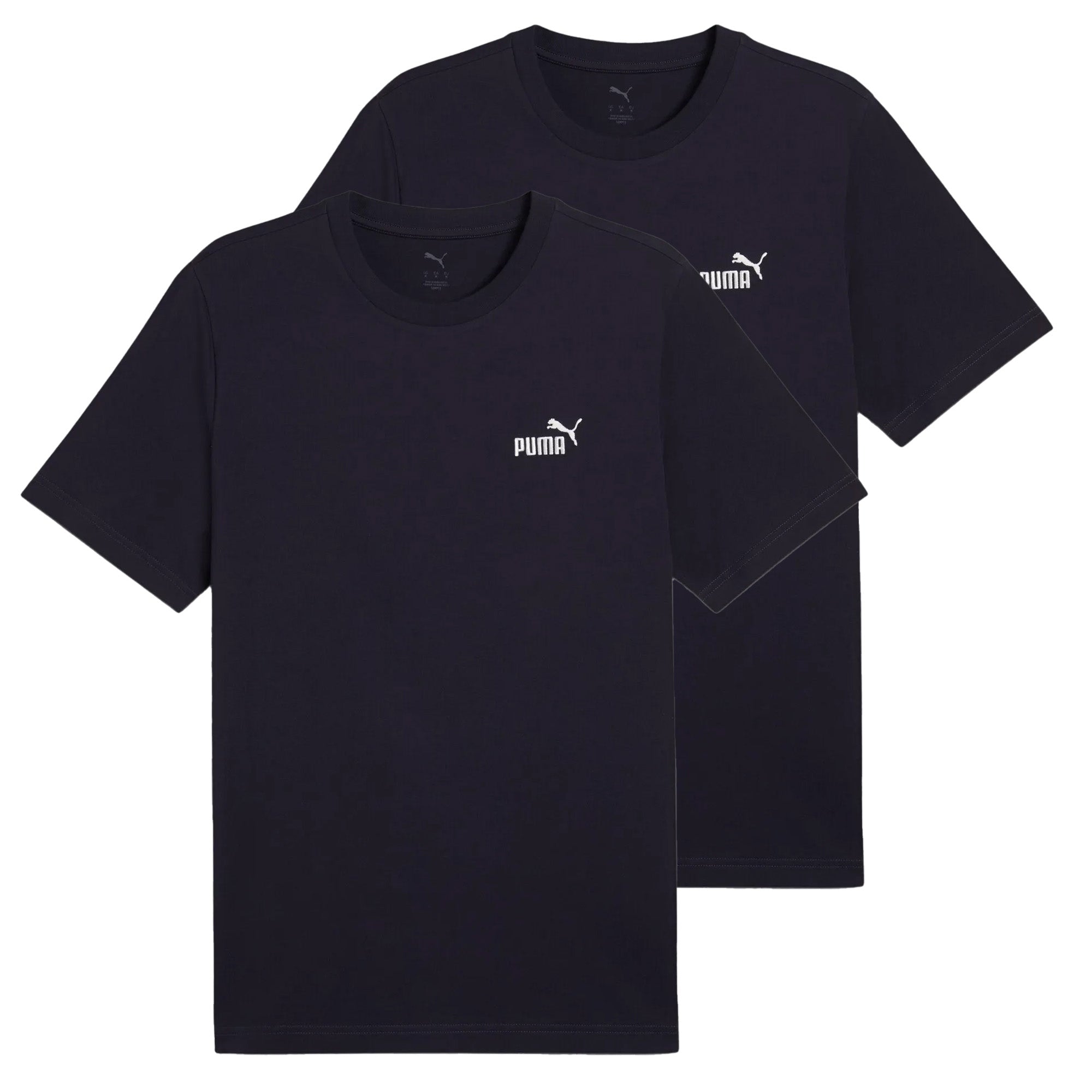 PUMA Men's T-Shirt Pack of 2 - ESS Small No. 1 Logo Tee , round neck, short sleeve, uni