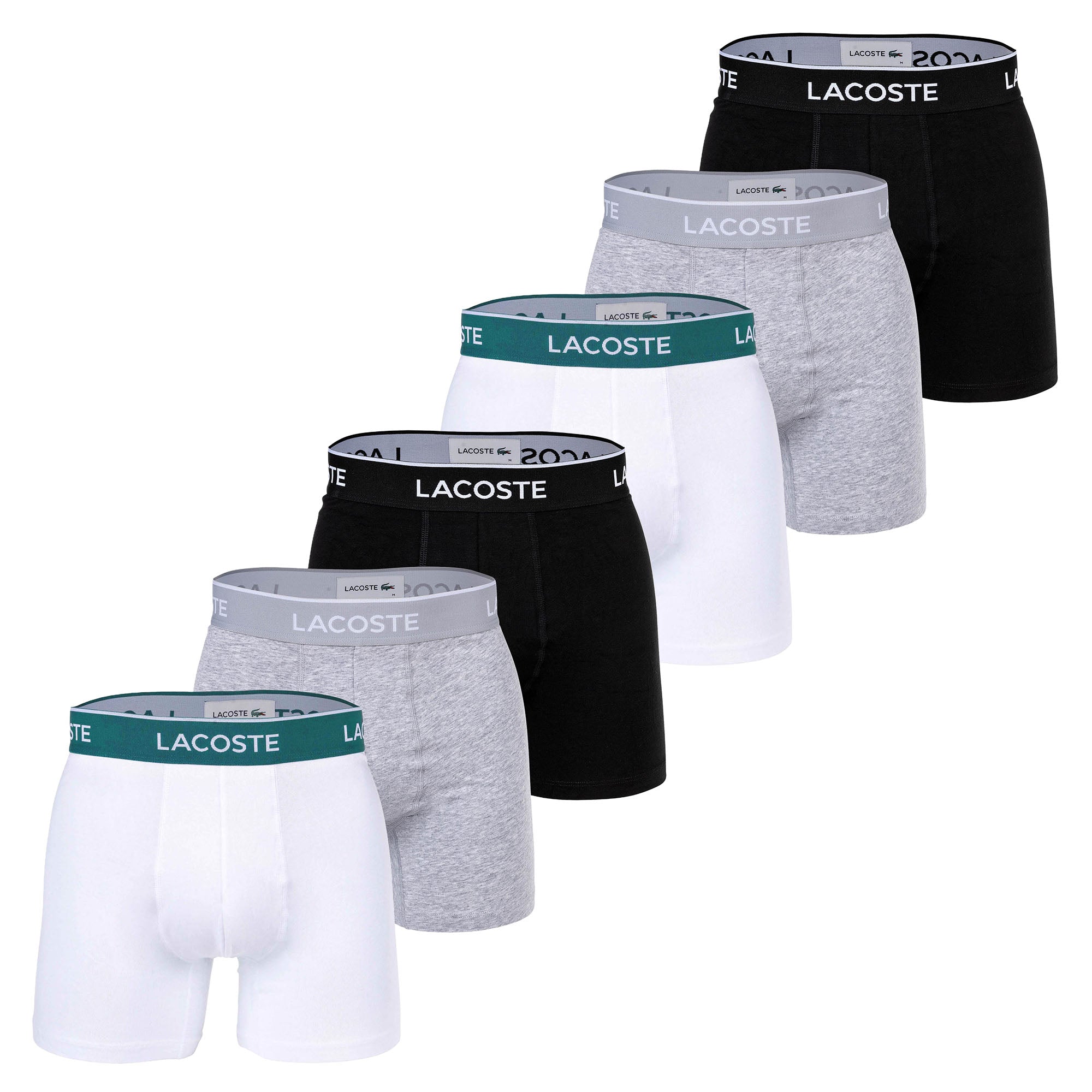 LACOSTE Herren Boxershorts, 6er Pack - Boxer Briefs, Cotton Stretch, Logobund
