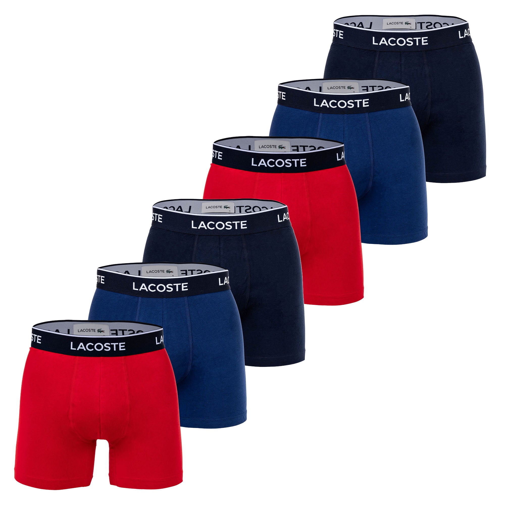 LACOSTE Herren Boxershorts, 6er Pack - Boxer Briefs, Cotton Stretch, Logobund